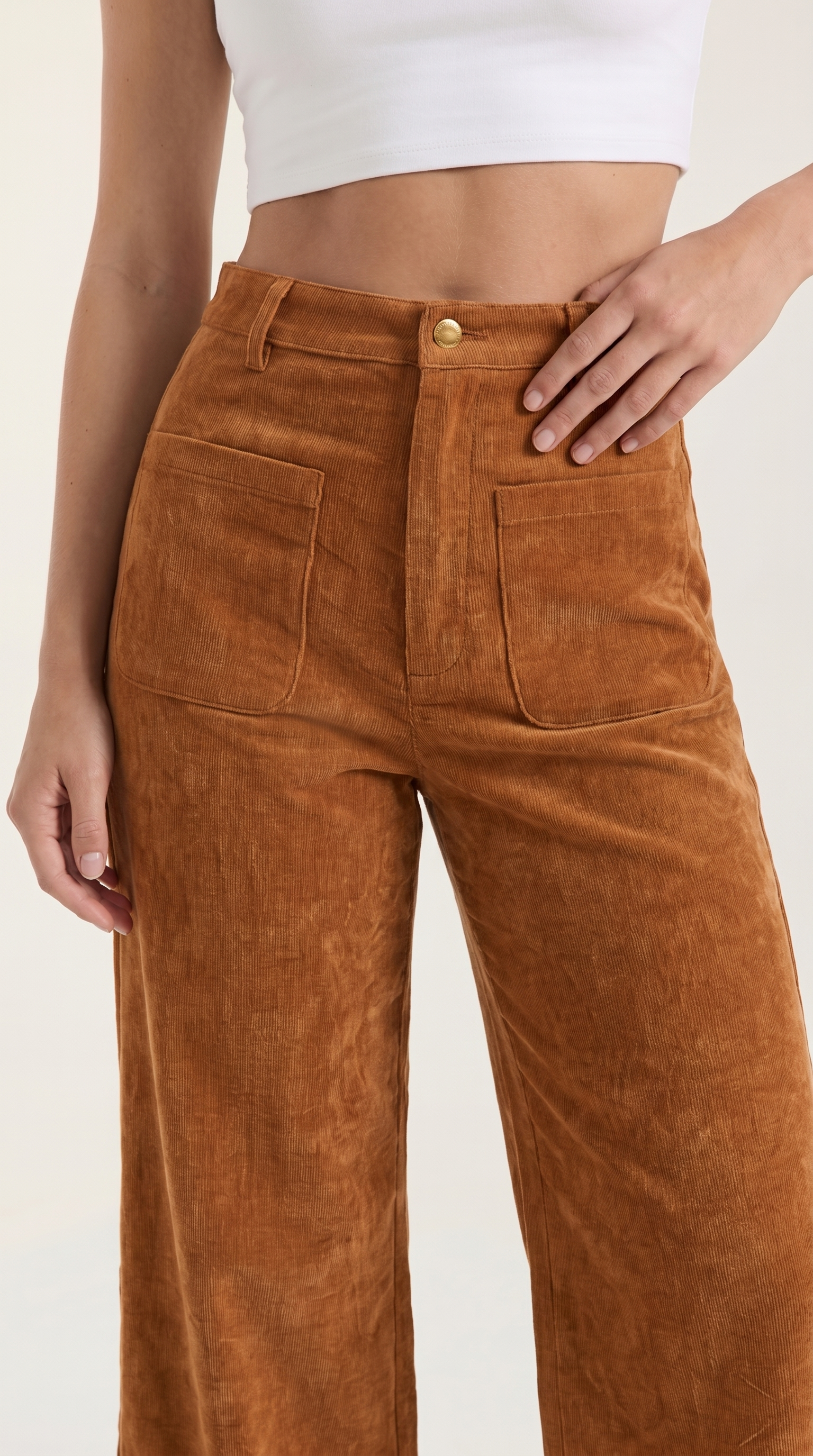 Allison Women's High Waist Wide Leg Corduroy Trousers