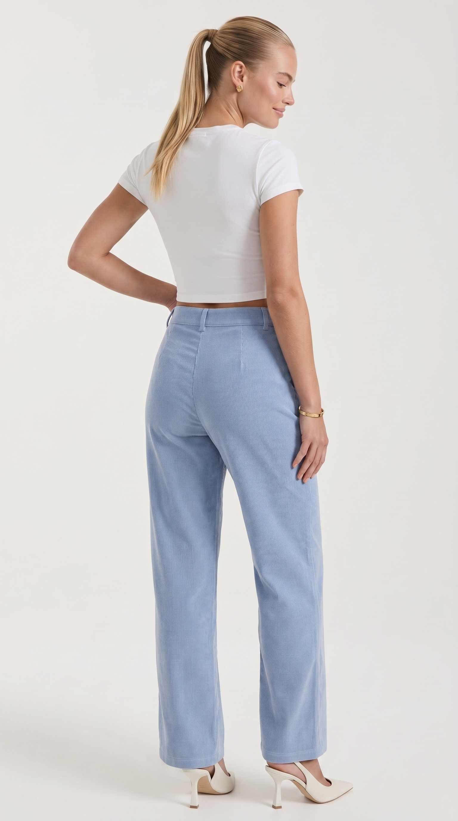 Allison Women's High Waist Wide Leg Corduroy Trousers