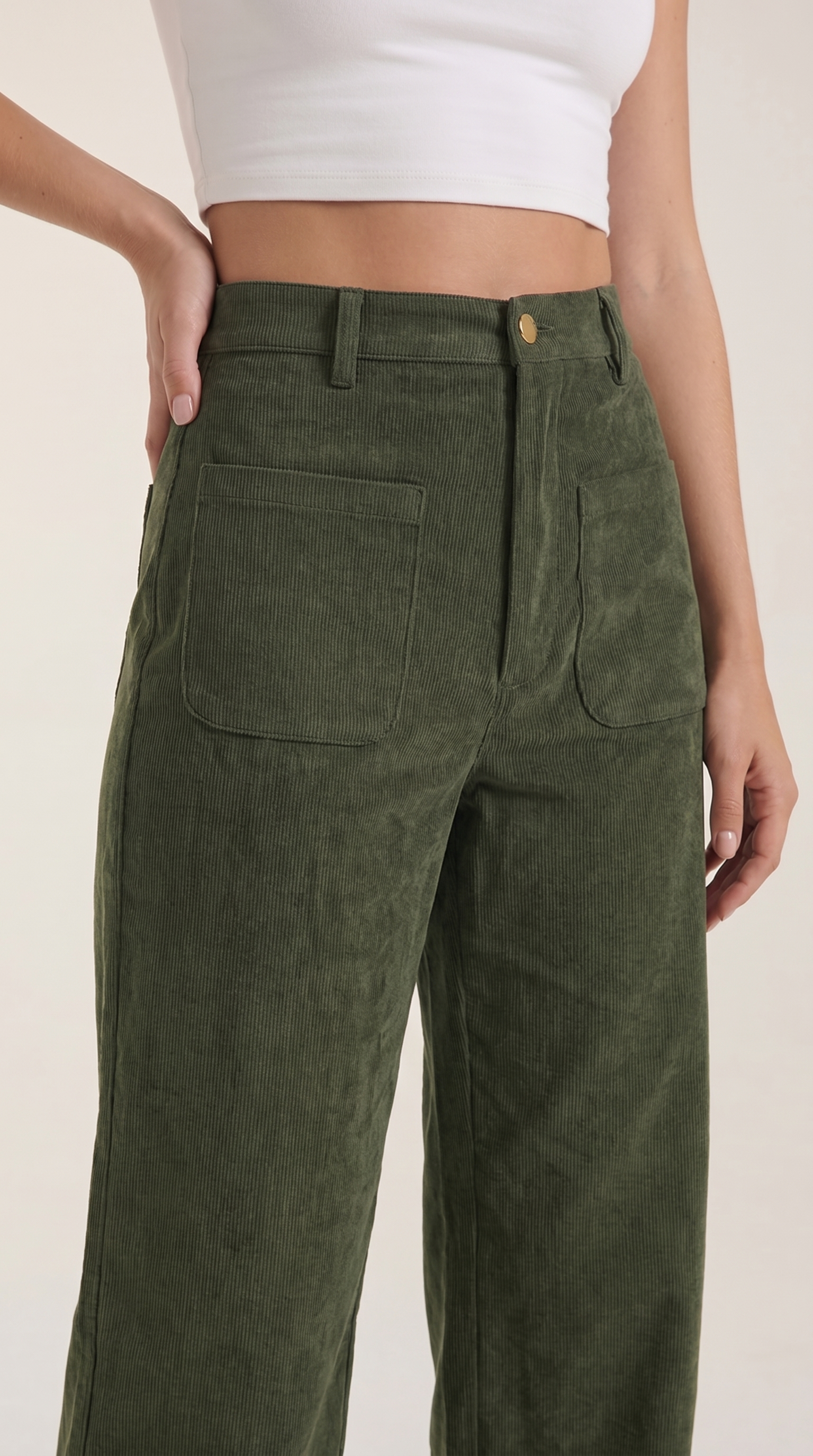 Allison Women's High Waist Wide Leg Corduroy Trousers