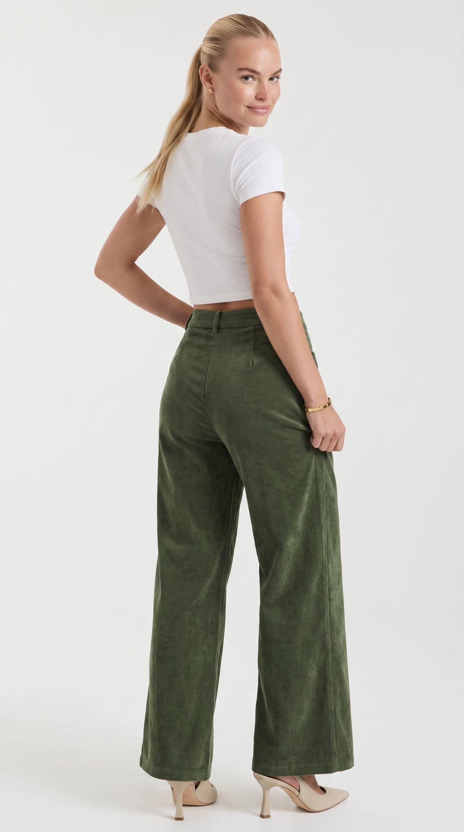 Allison Women's High Waist Wide Leg Corduroy Trousers
