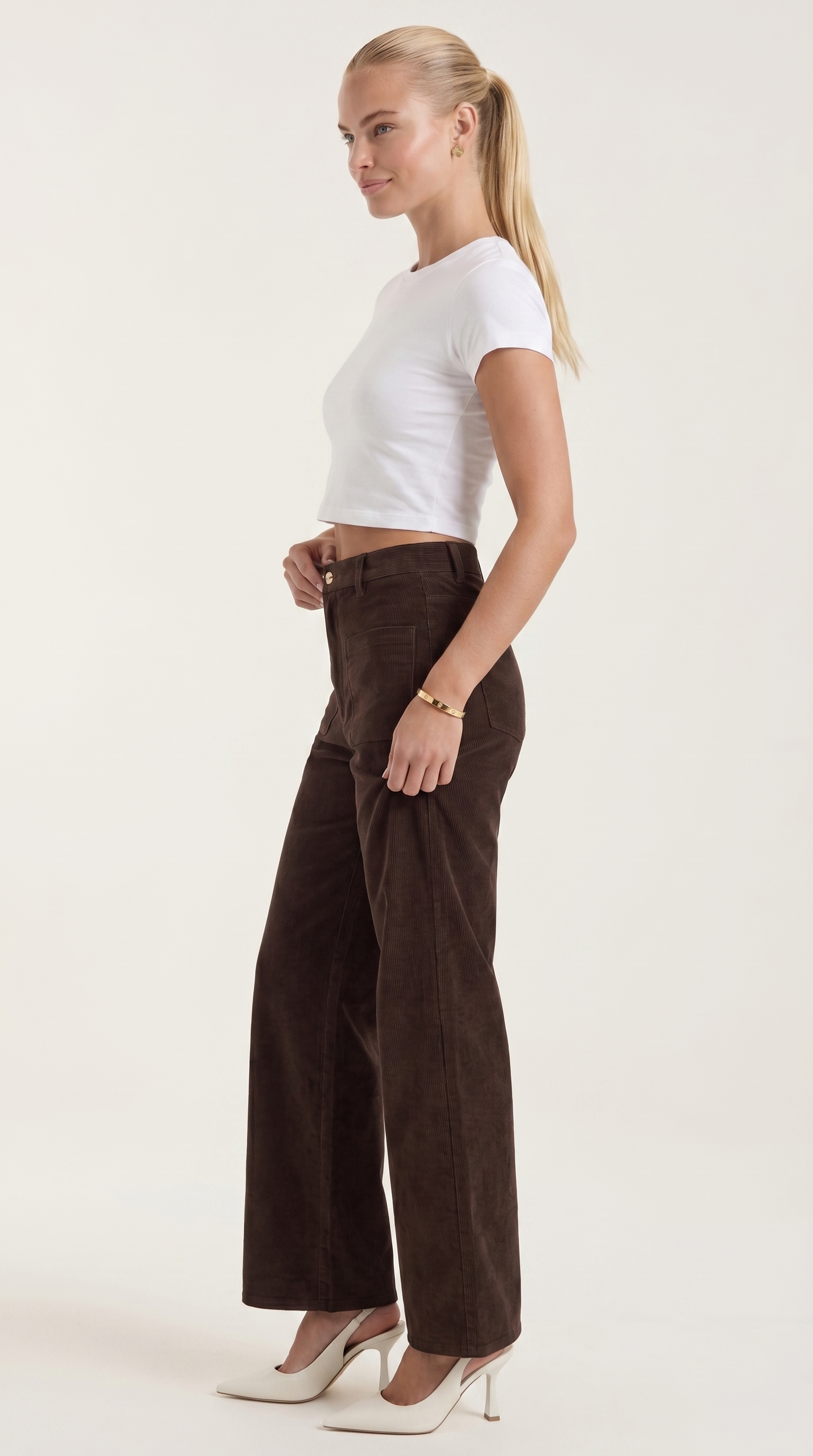 Allison Women's High Waist Wide Leg Corduroy Trousers