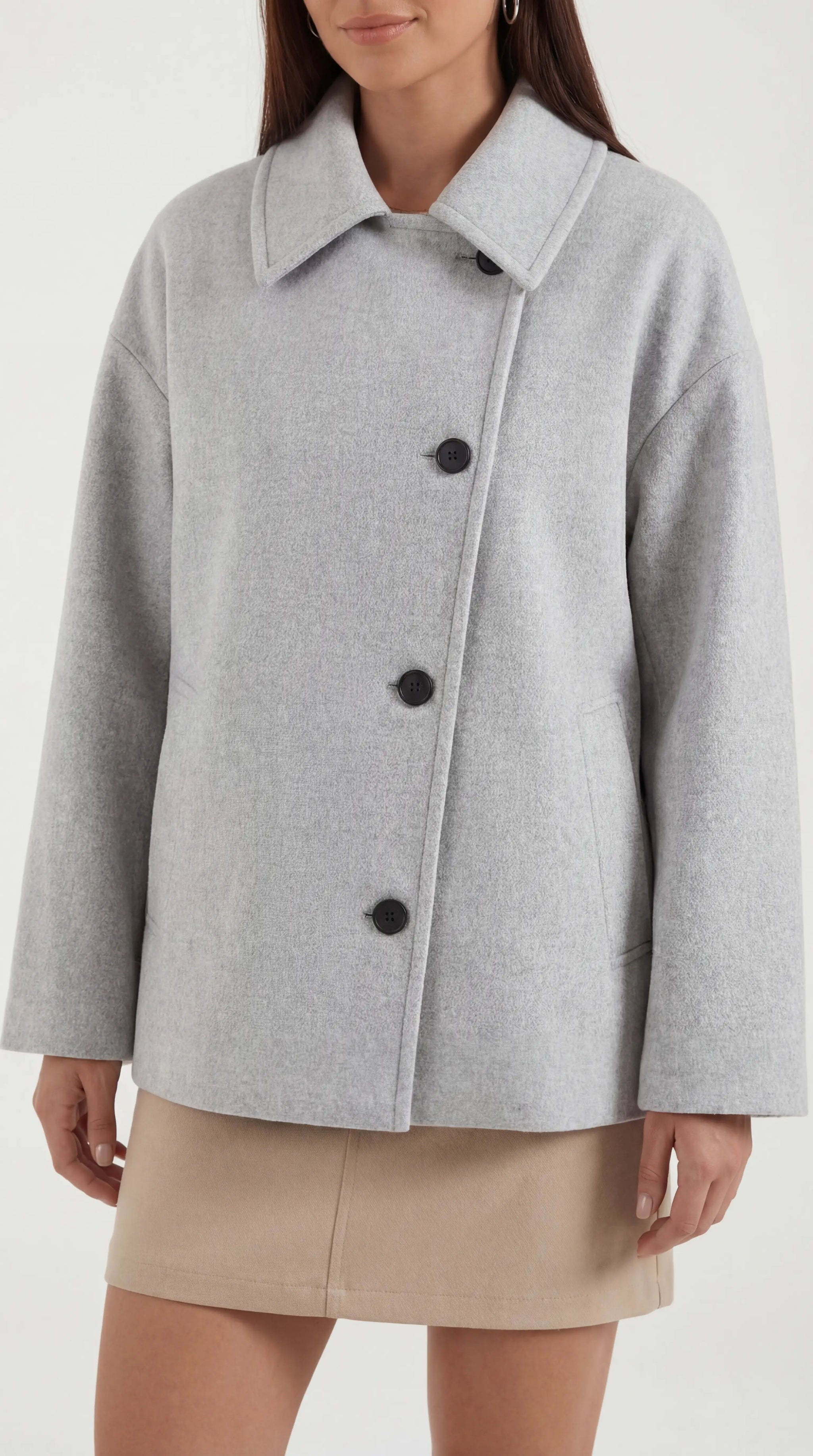 Amanda Women's Oversized Asymmetric Button Coat