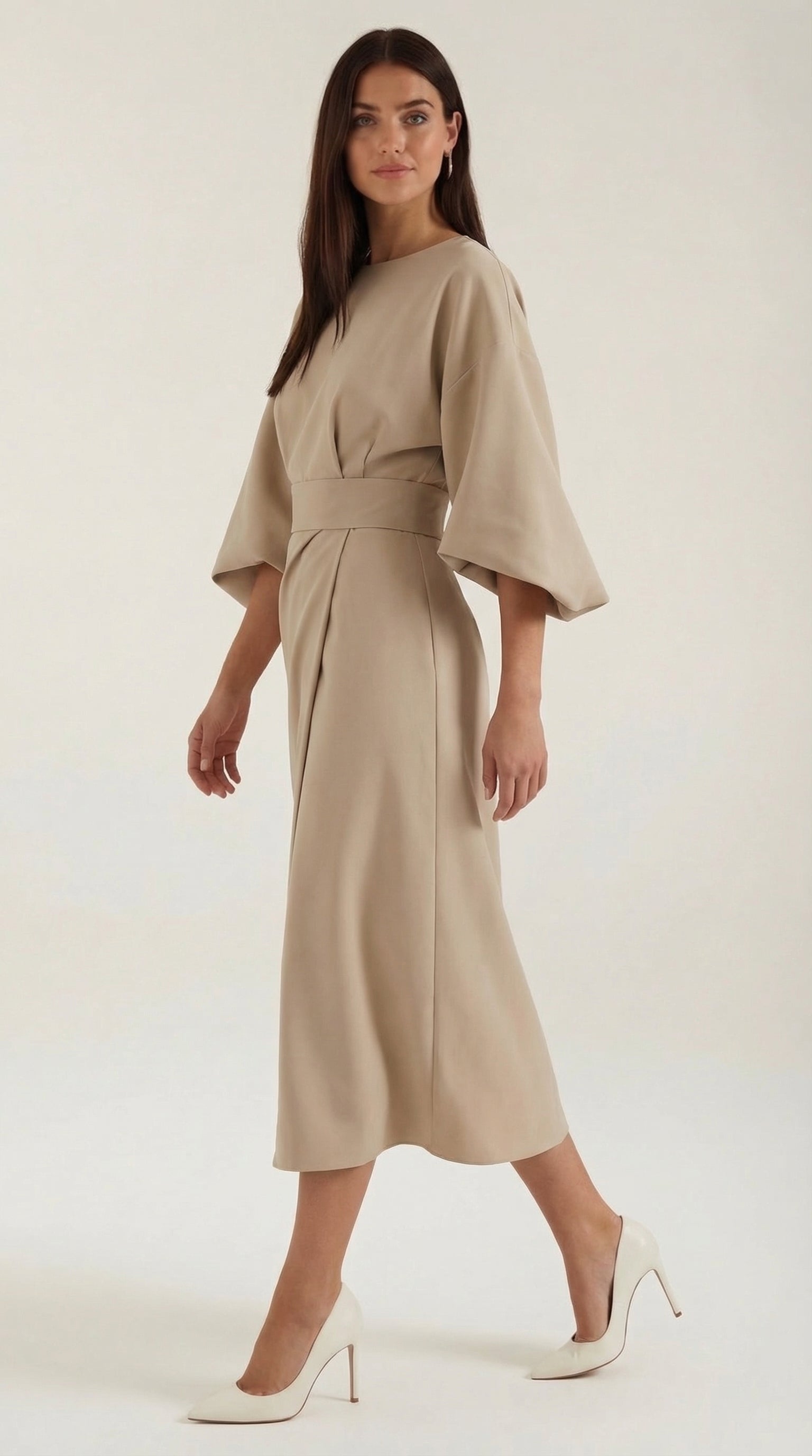 Ana Women's Bell Sleeve Belted Wrap Midi Dress