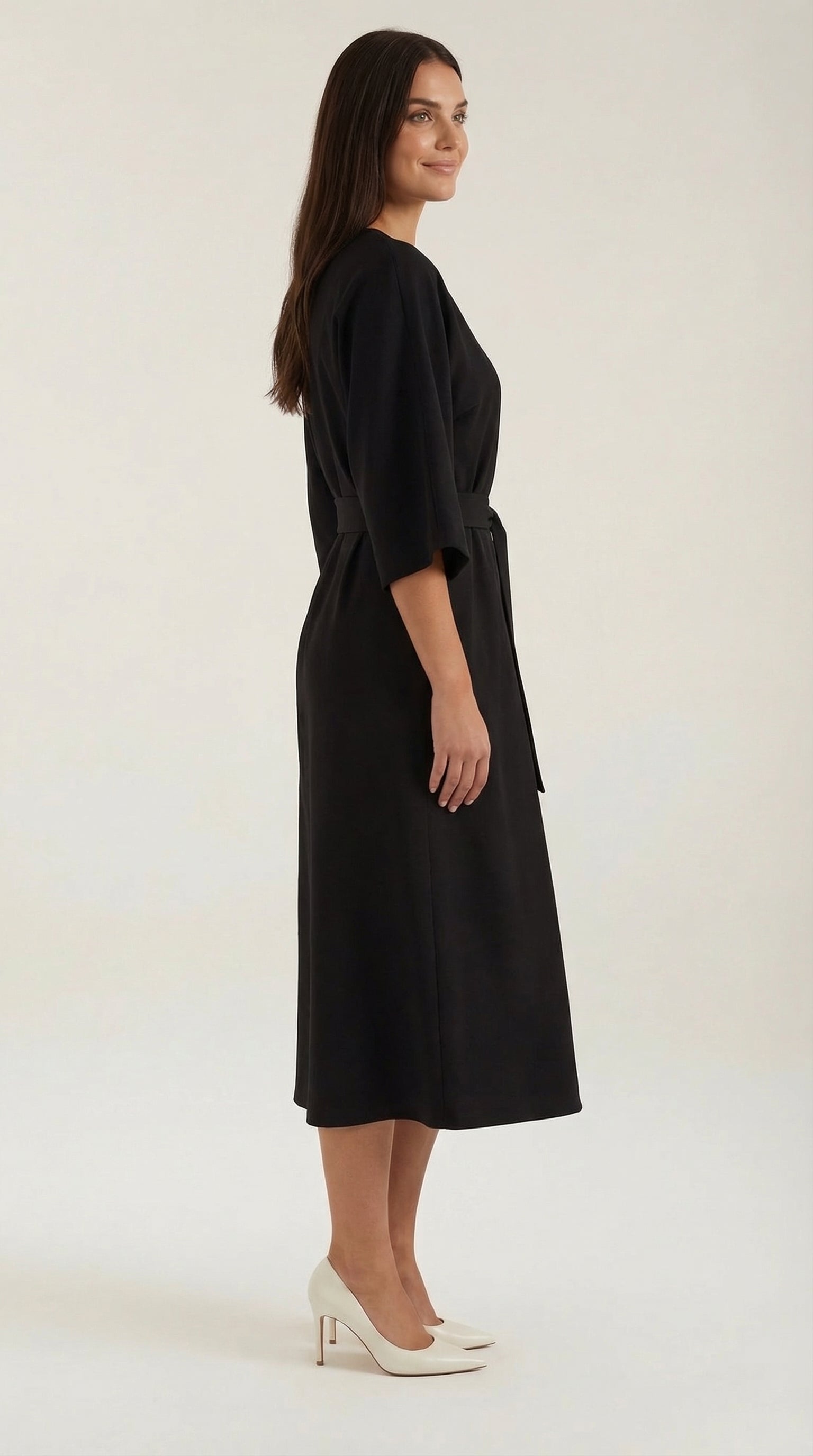 Ana Women's Bell Sleeve Belted Wrap Midi Dress