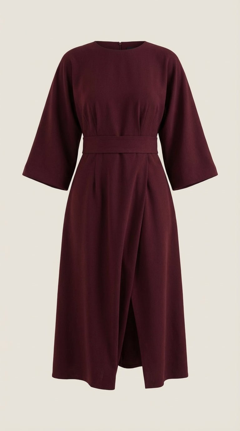 Ana Women's Bell Sleeve Belted Wrap Midi Dress