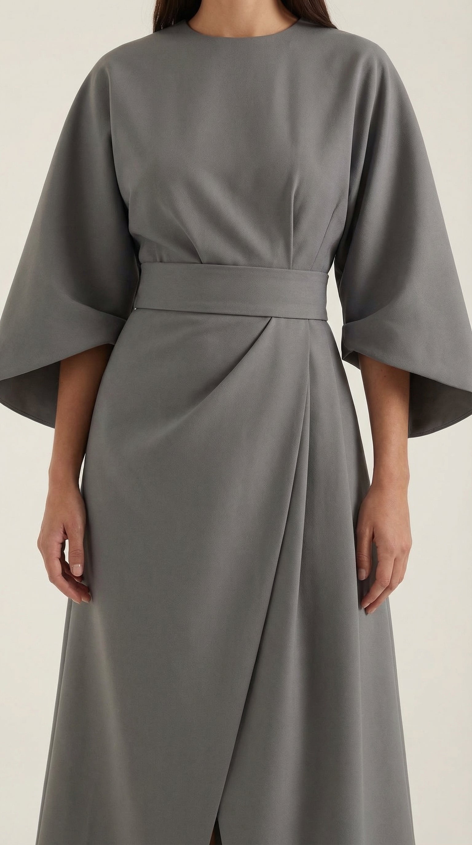Ana Women's Bell Sleeve Belted Wrap Midi Dress