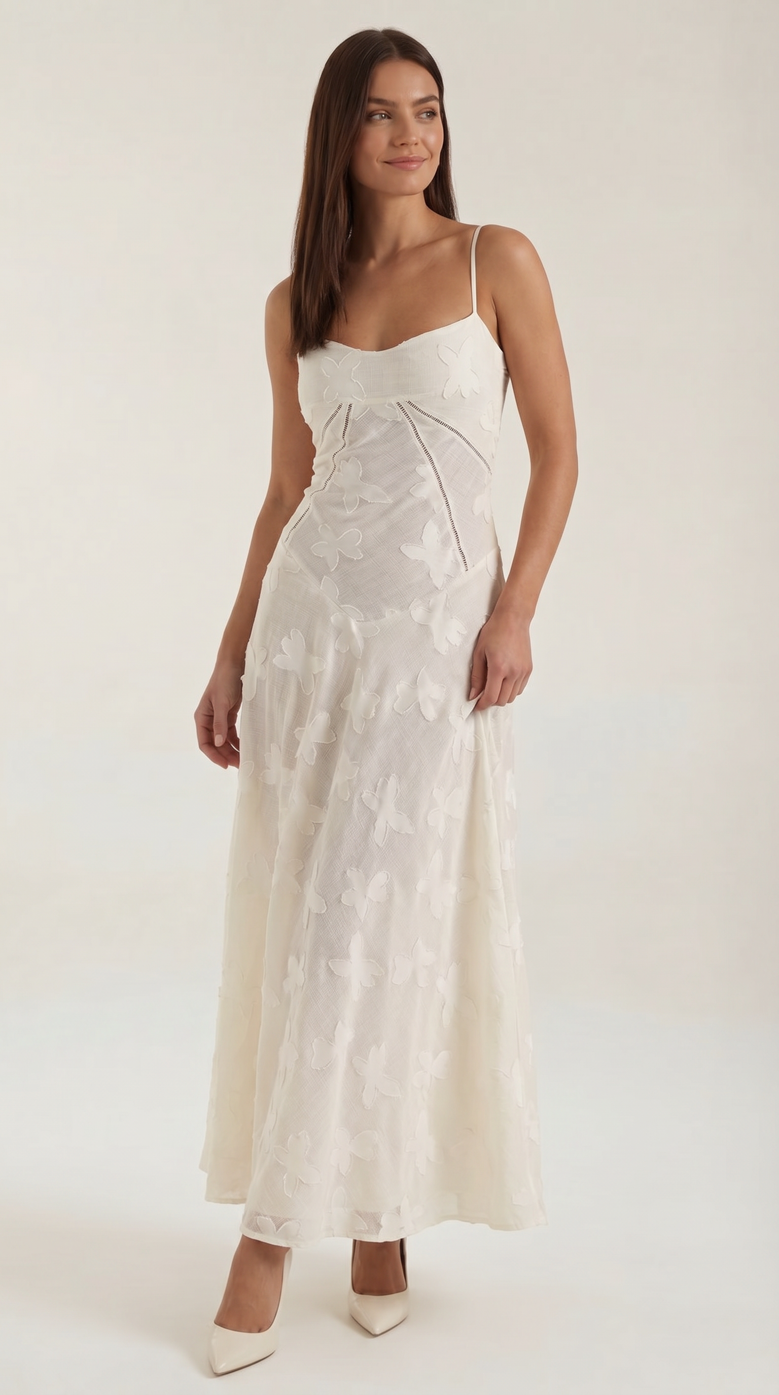 Arabelle Women's Floral Lace Sweetheart Maxi Dress - White