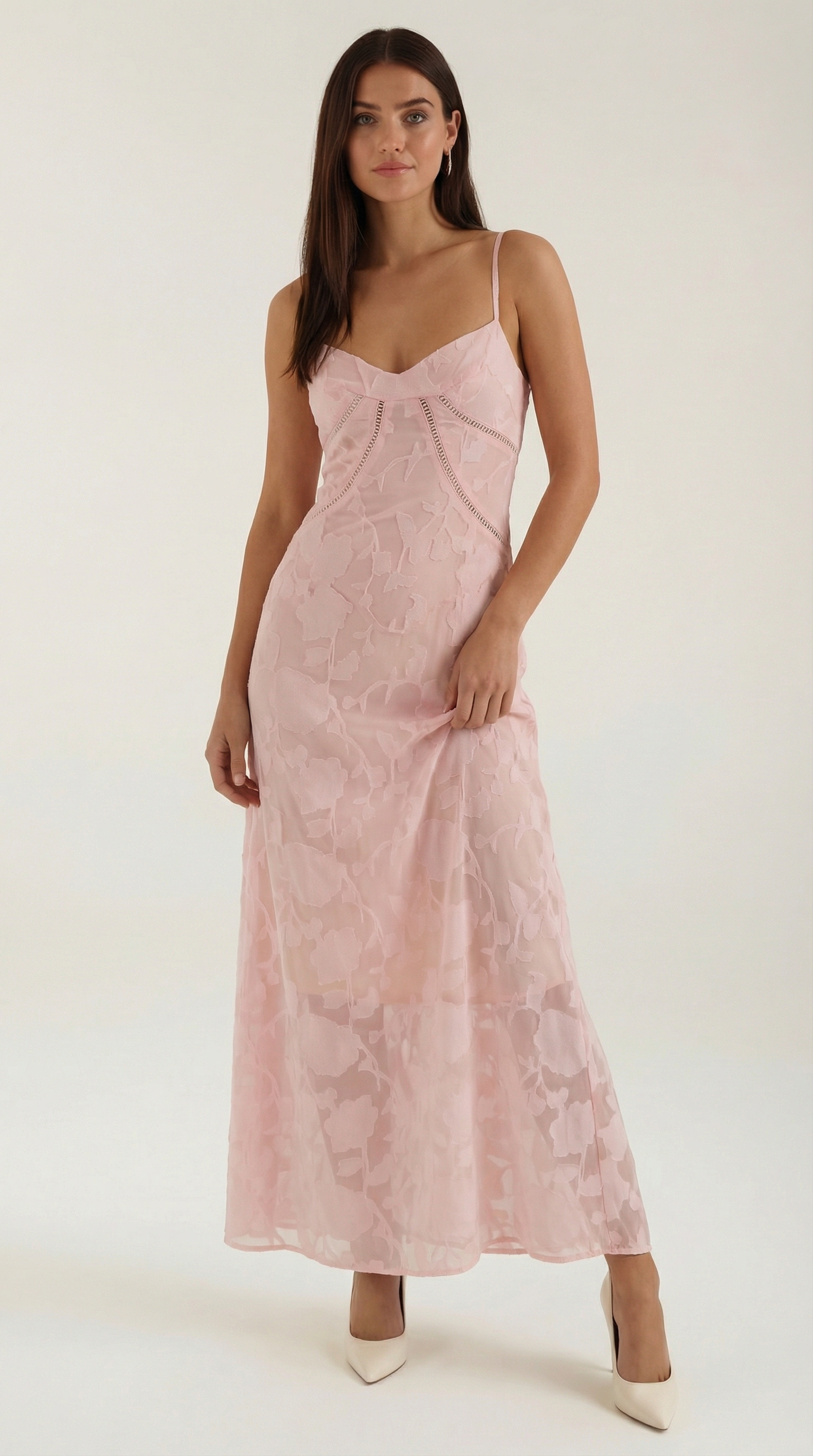 Arabelle Women's Floral Lace Sweetheart Maxi Dress - Pink