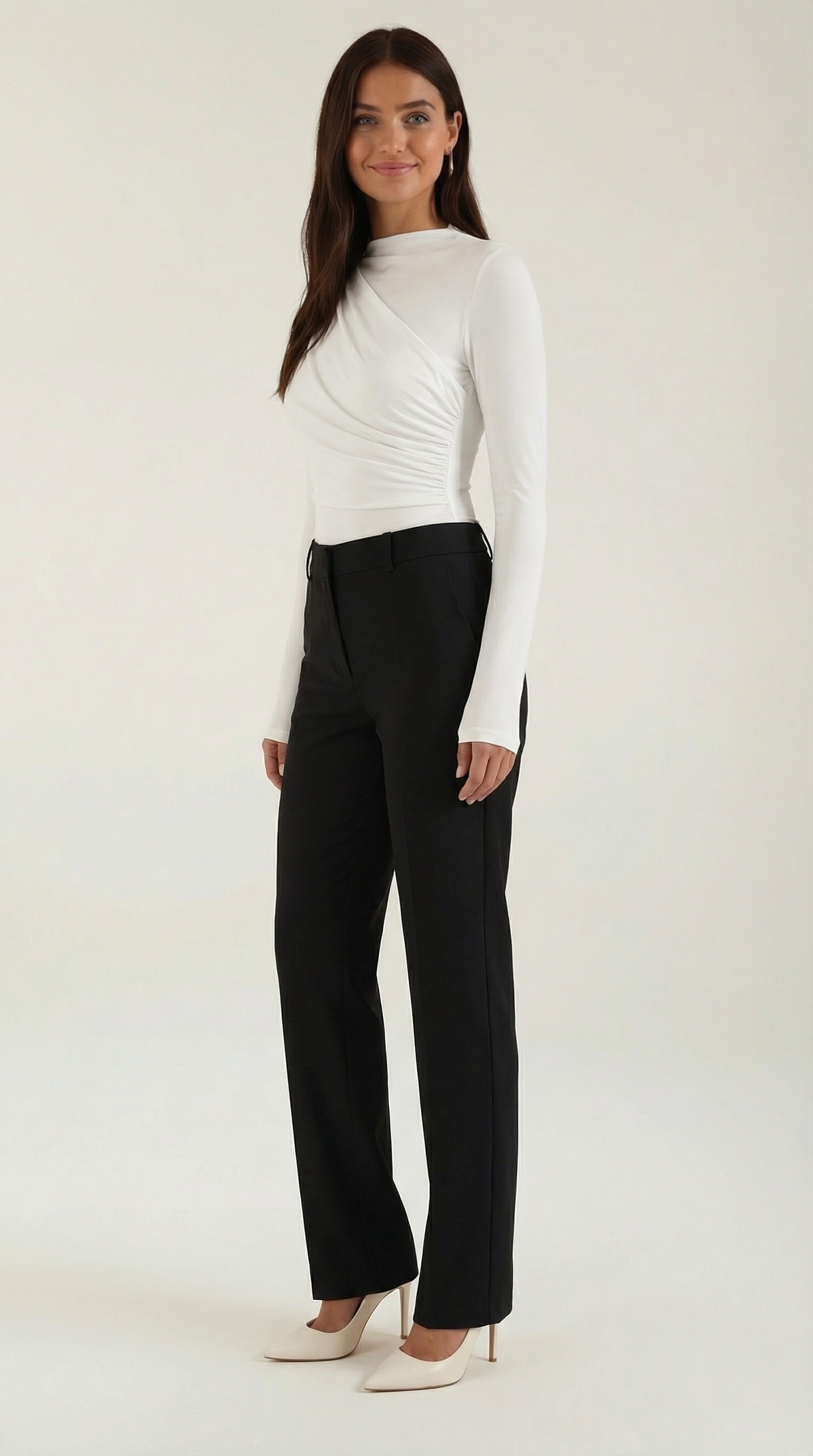 Audrey Women's Crew Neck Ruched Long-Sleeve Bodysuit