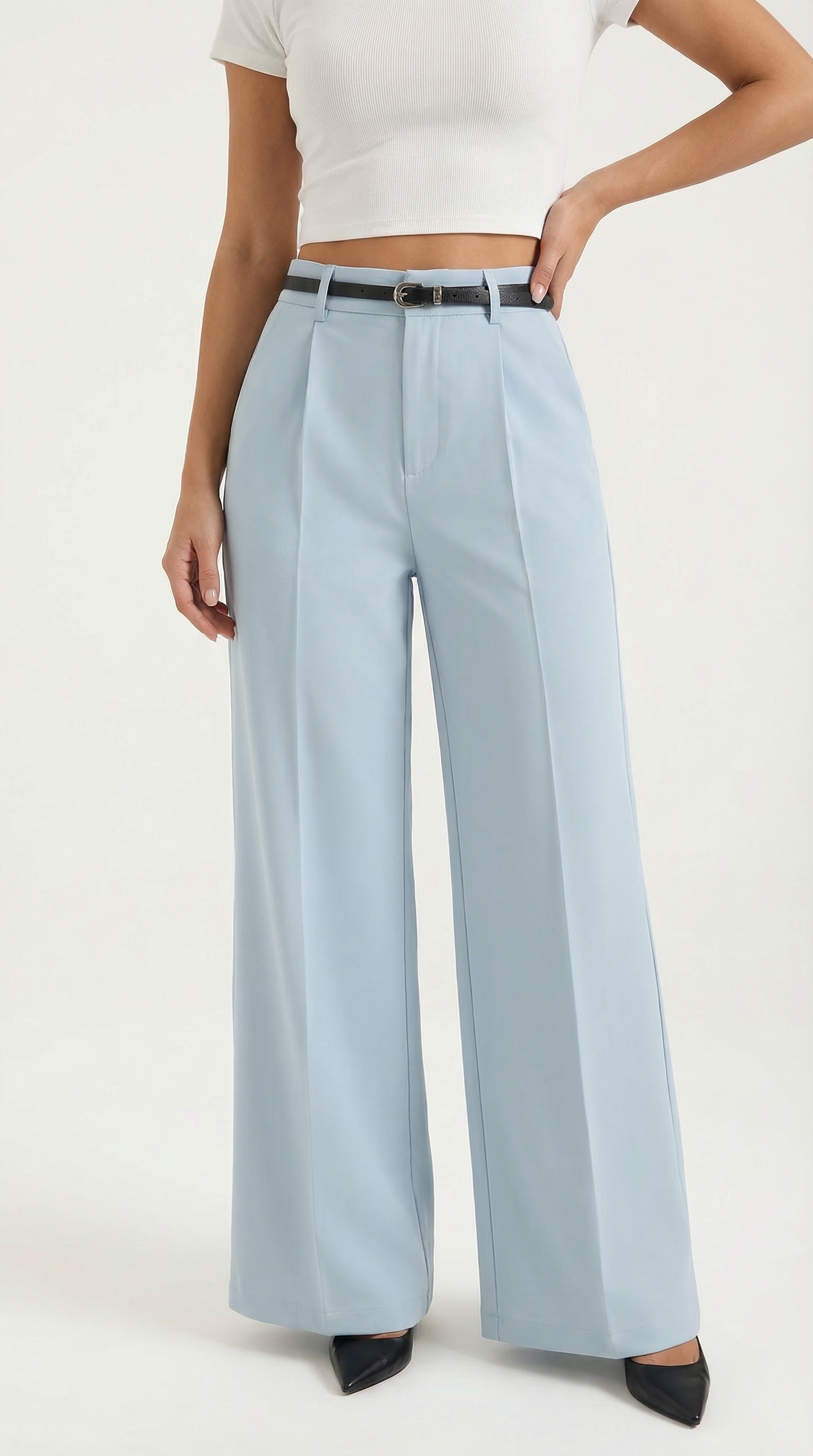 Bertha Women's Pleated Belted Wide-Leg Trousers