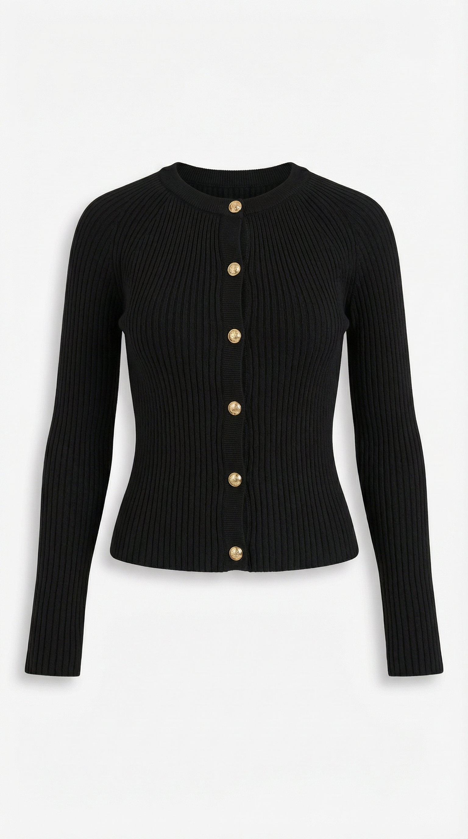 Betty Women's Ribbed Knit Top with Gold Buttons