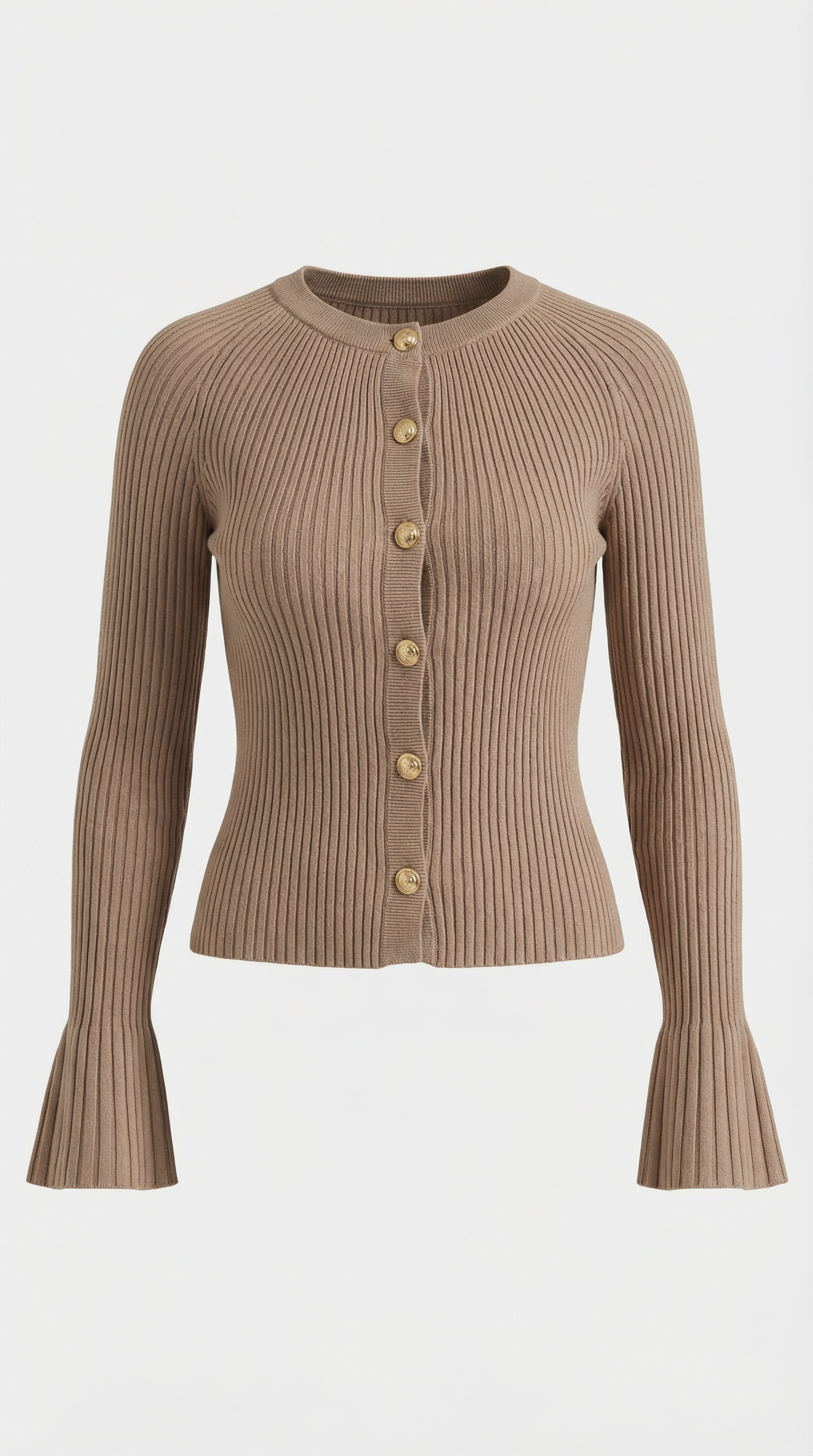 Betty Women's Ribbed Knit Top with Gold Buttons
