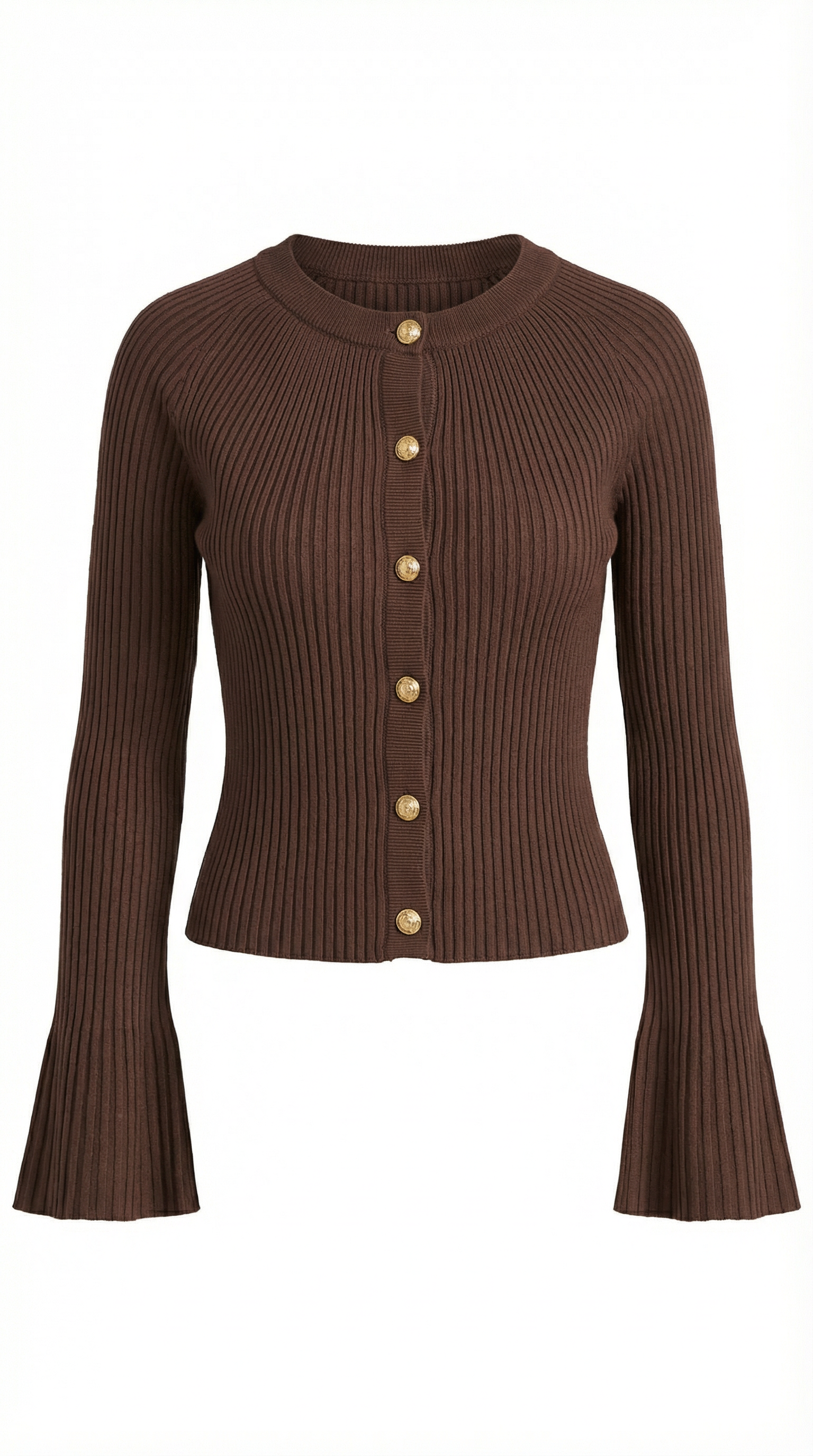 Betty Women's Ribbed Knit Top with Gold Buttons