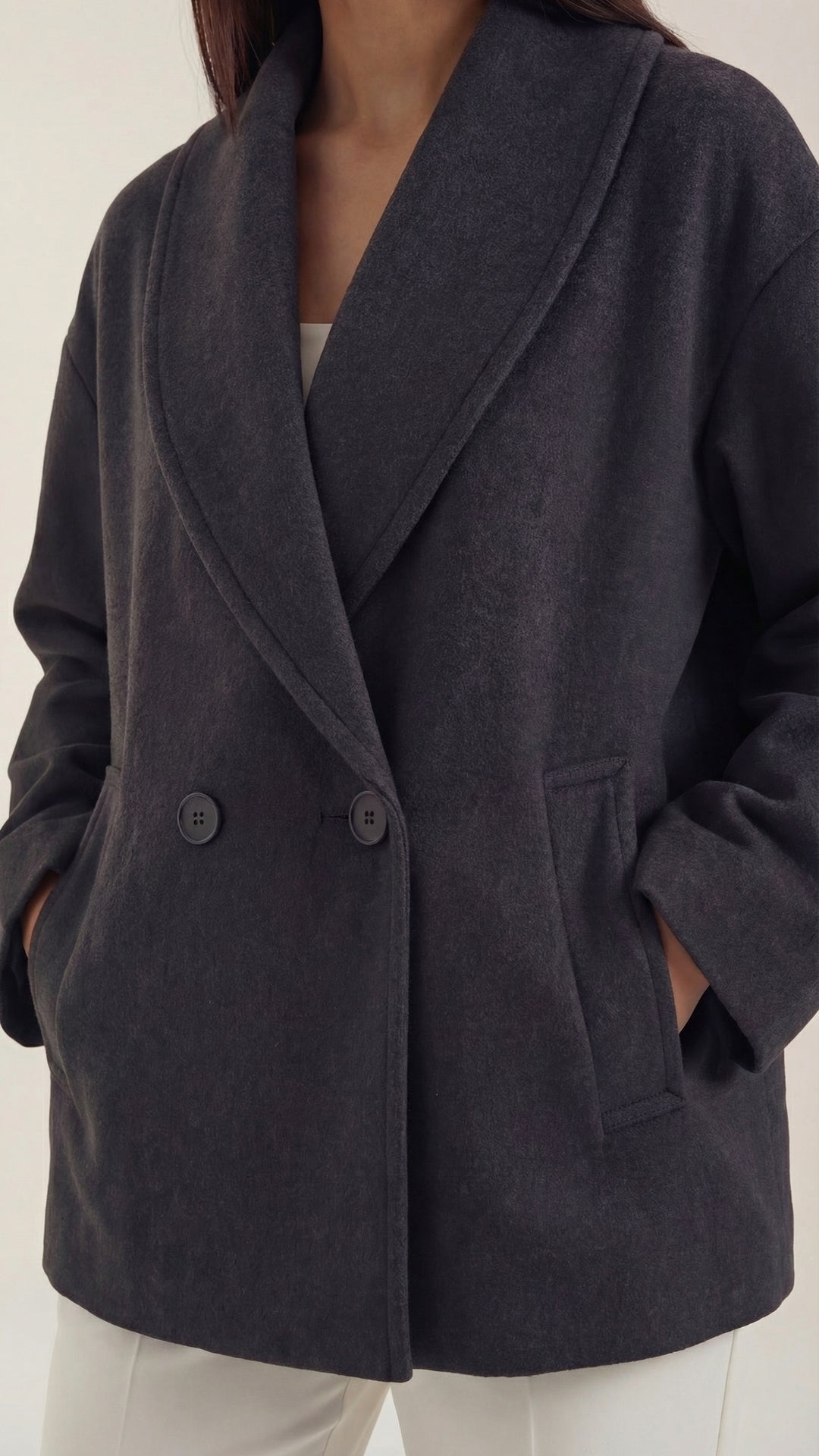 Carolyn Women's Oversized Double-Breasted Short Coat