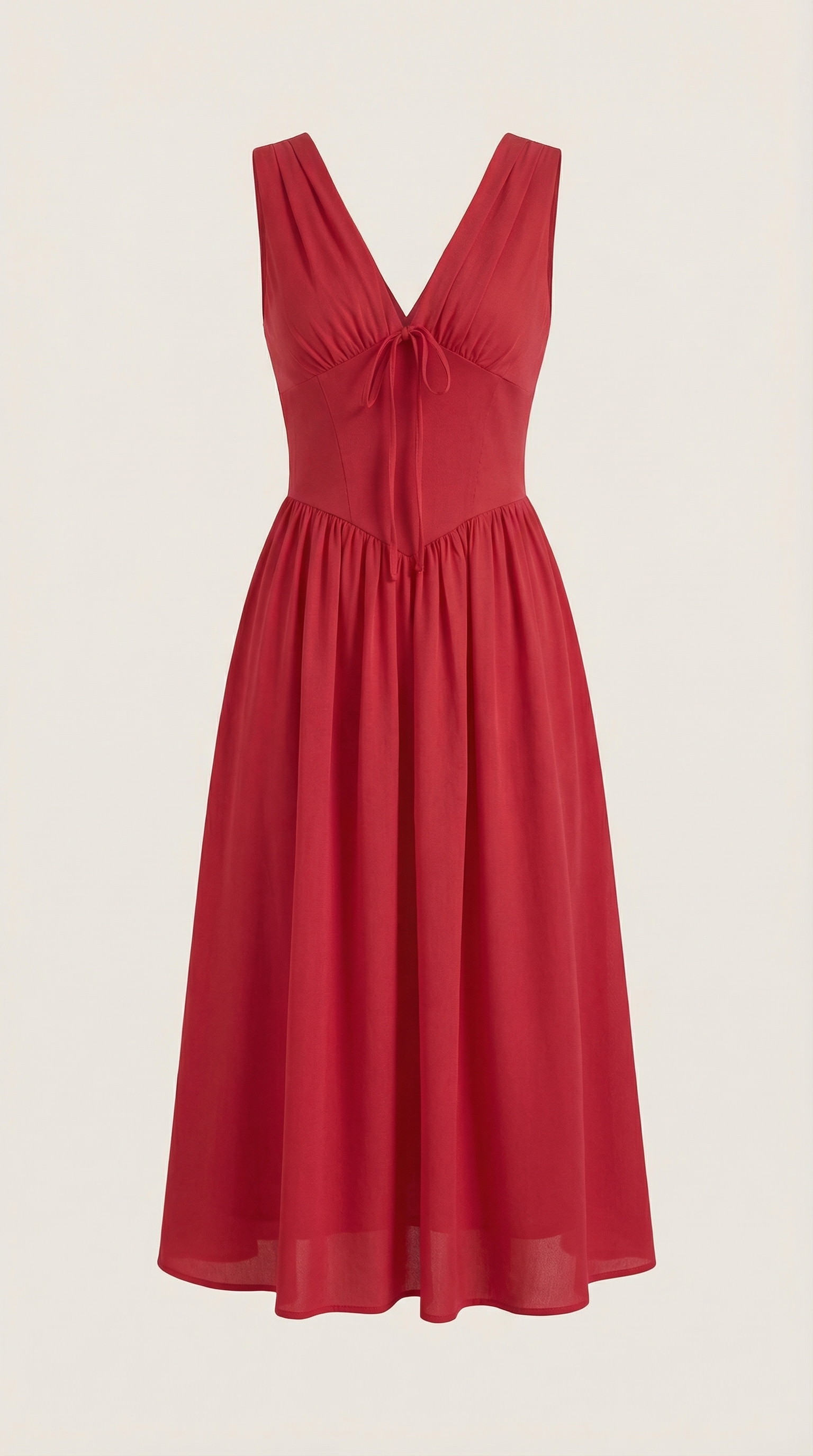 Cassiopeia Women's Plunge V-Neck Fitted Bodice Midi Dress