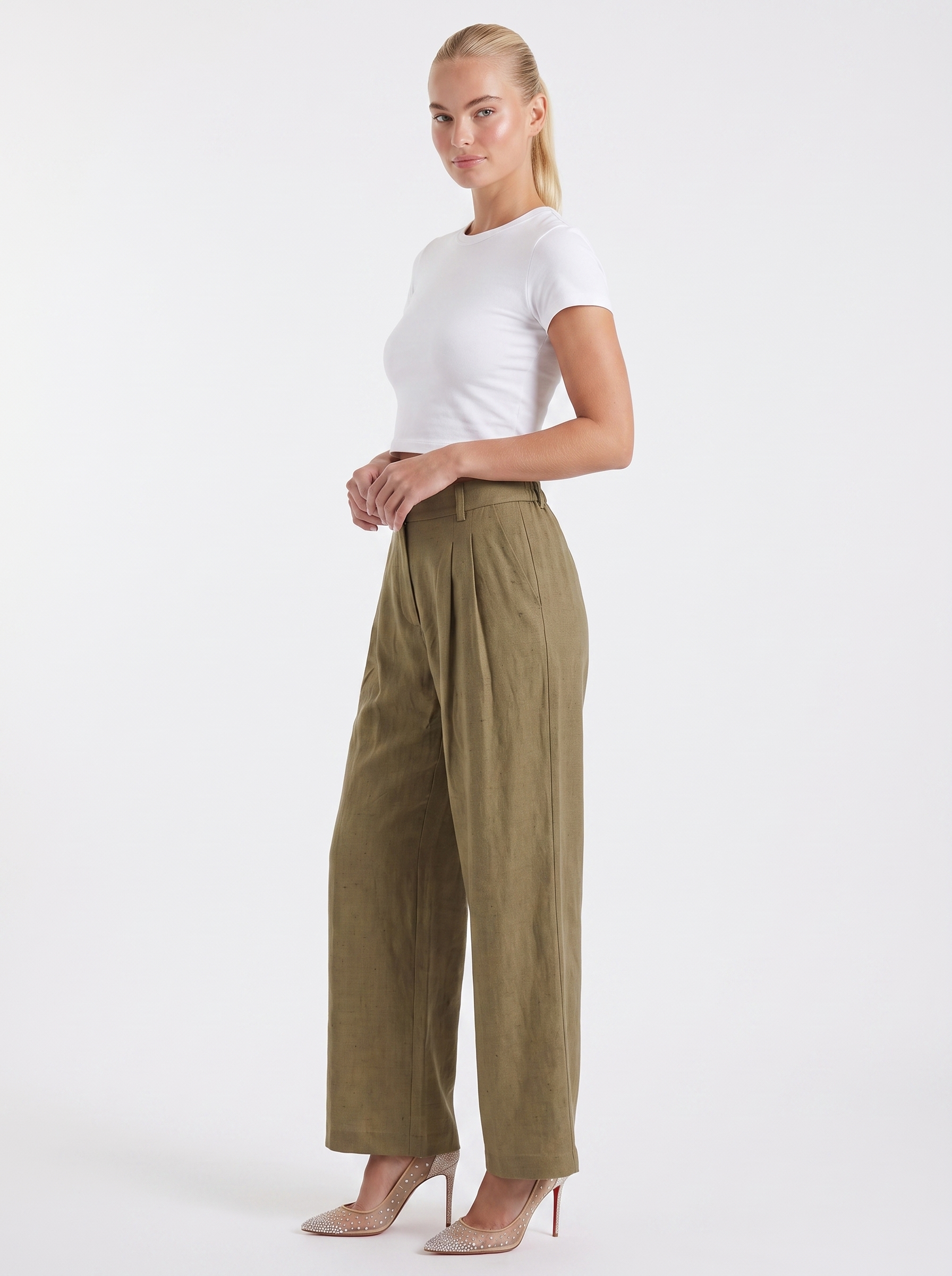 Courtney Women's Pleated High-Rise Wide Leg Trousers