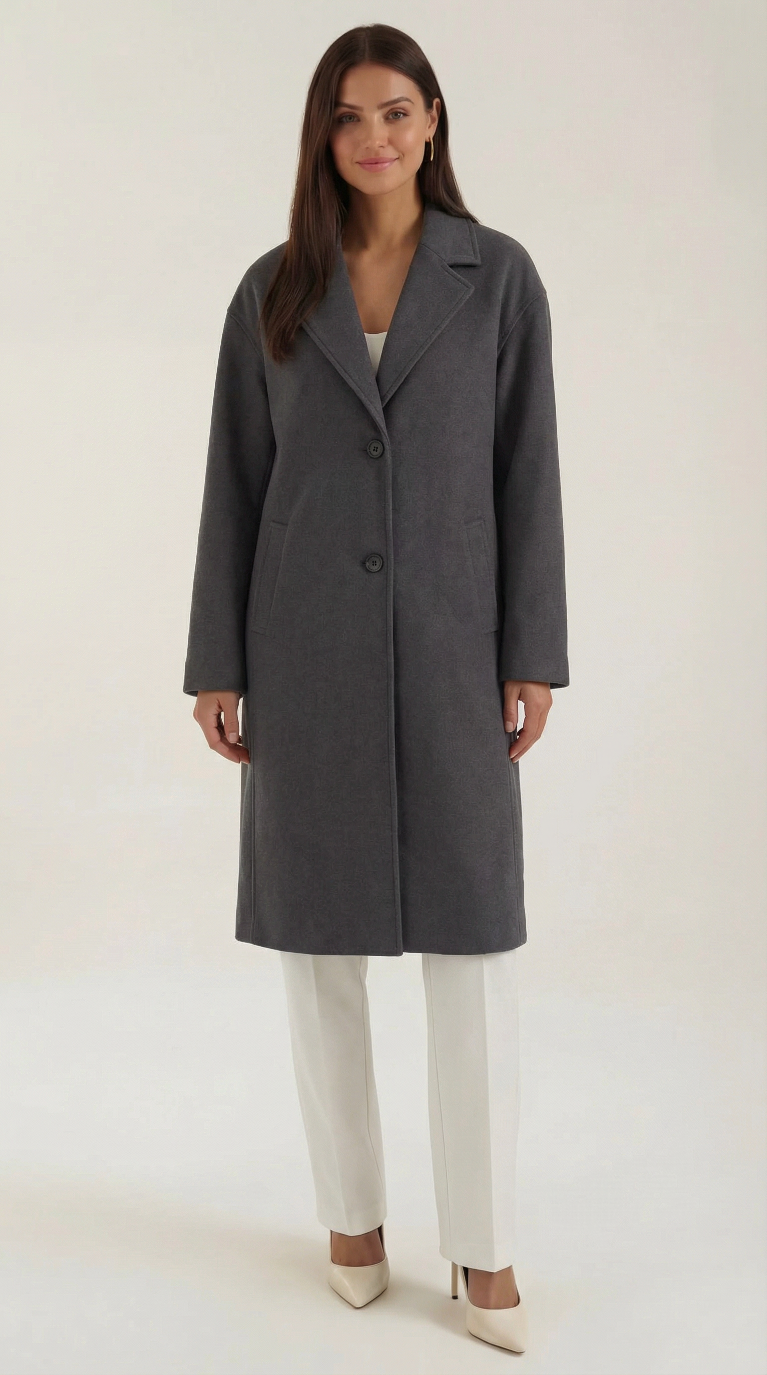 Diane Women's Oversized Longline Wool-Look Coat - Grey