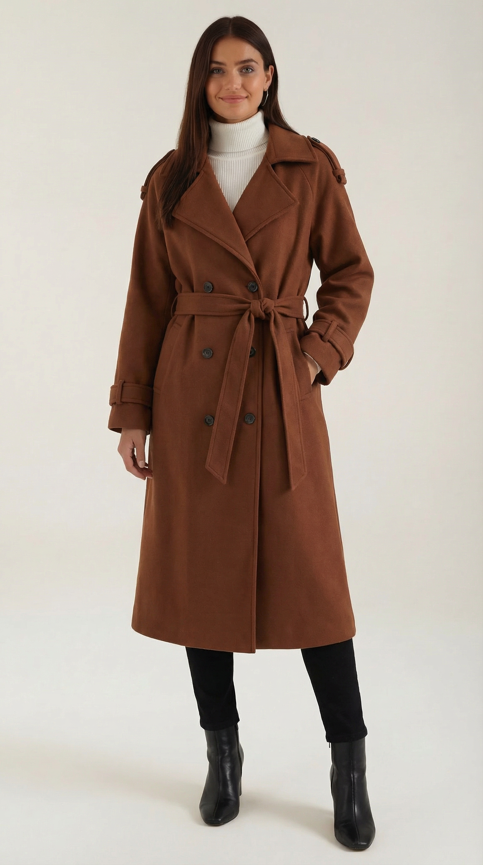 Dolores Women's Belted Button Front Trench Coat - Caramel