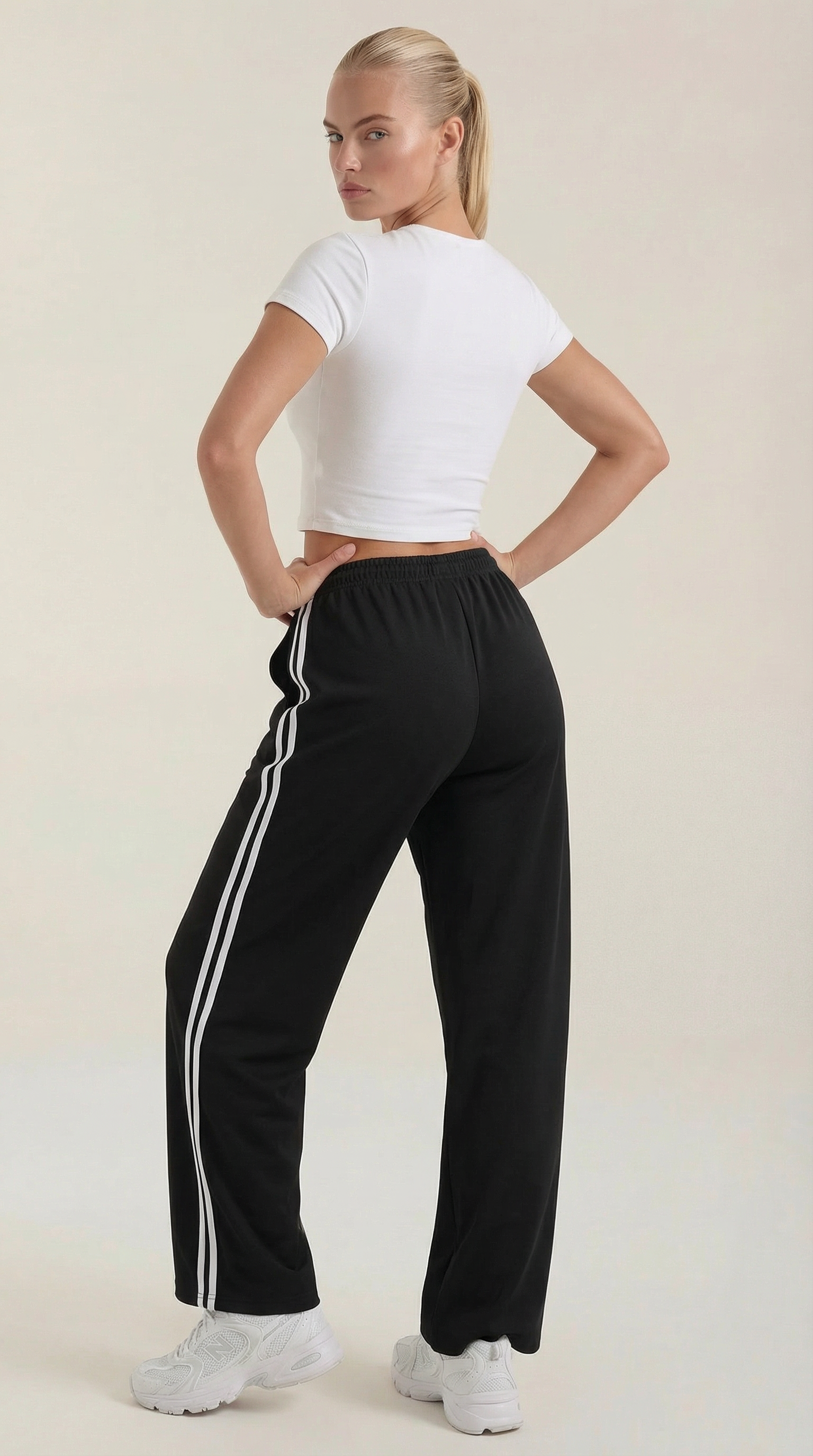 Eileen Women's Drawstring Wide Leg Side Stripe Joggers