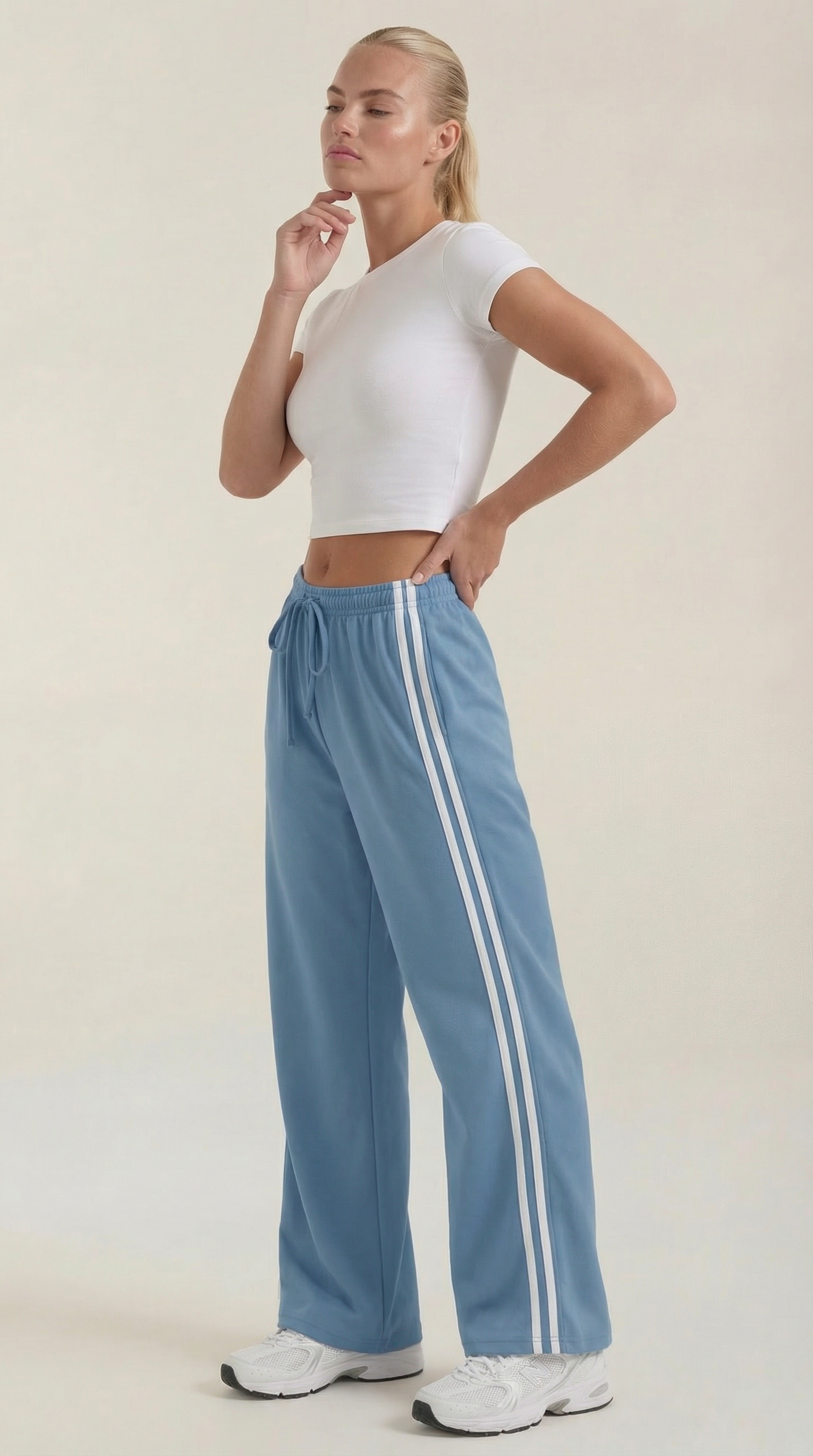Eileen Women's Drawstring Wide Leg Side Stripe Joggers
