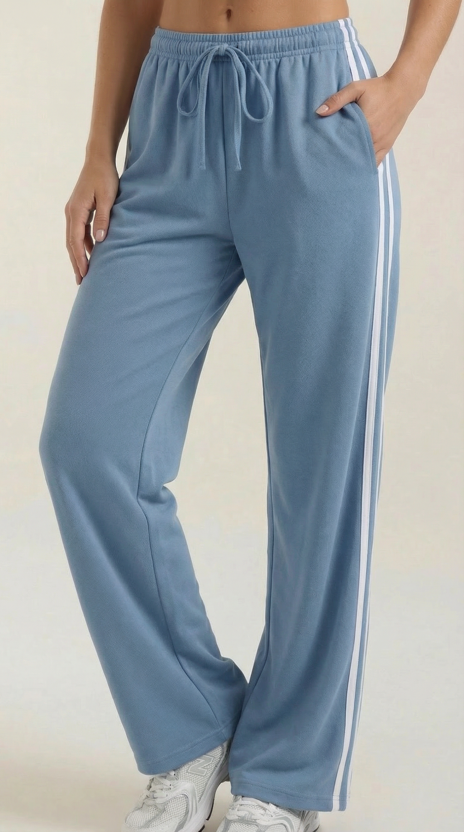 Eileen Women's Drawstring Wide Leg Side Stripe Joggers