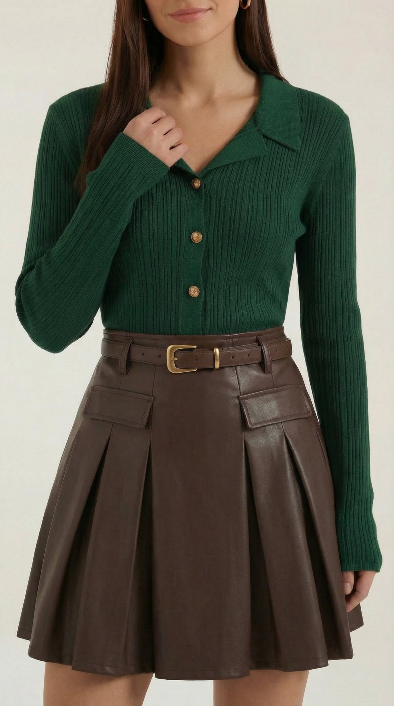 Elaine Women's Collared Button-Up Ribbed Knit Top