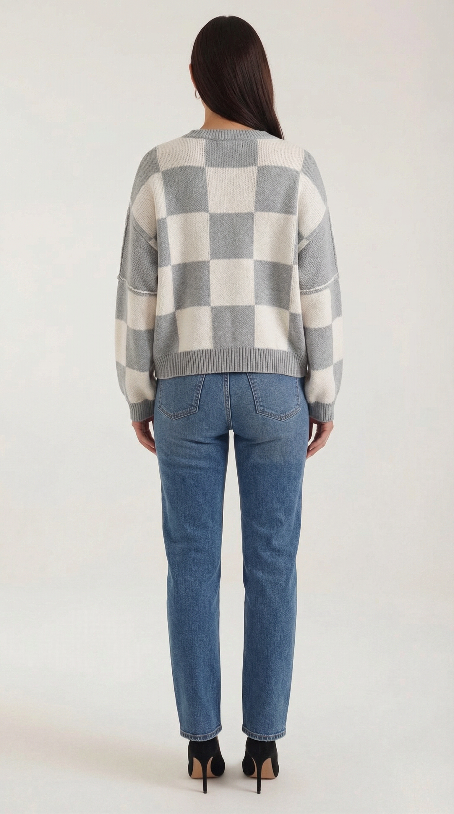 Emma Women's Oversized Checkerboard Knit Jumper