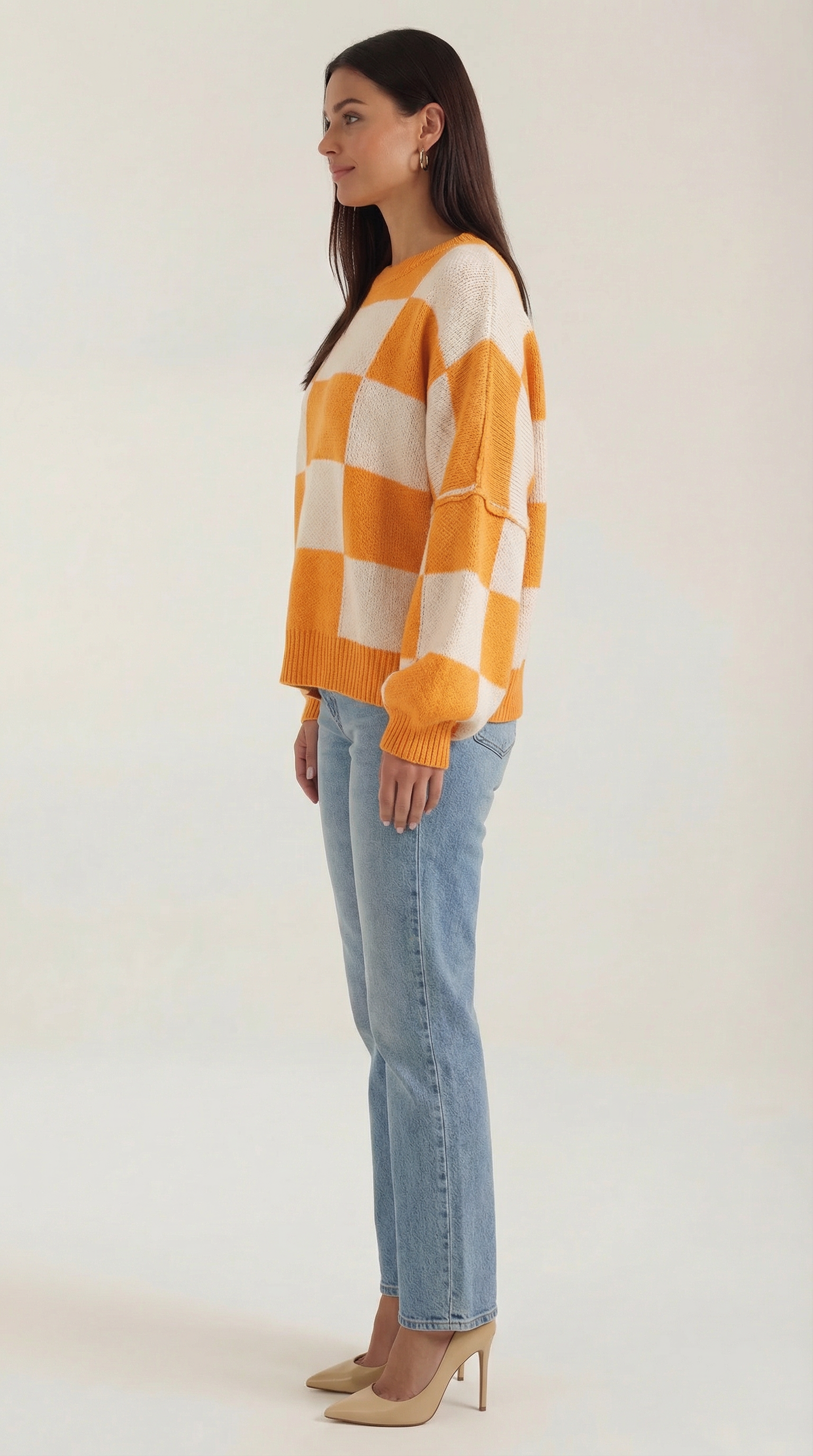 Emma Women's Oversized Checkerboard Knit Jumper