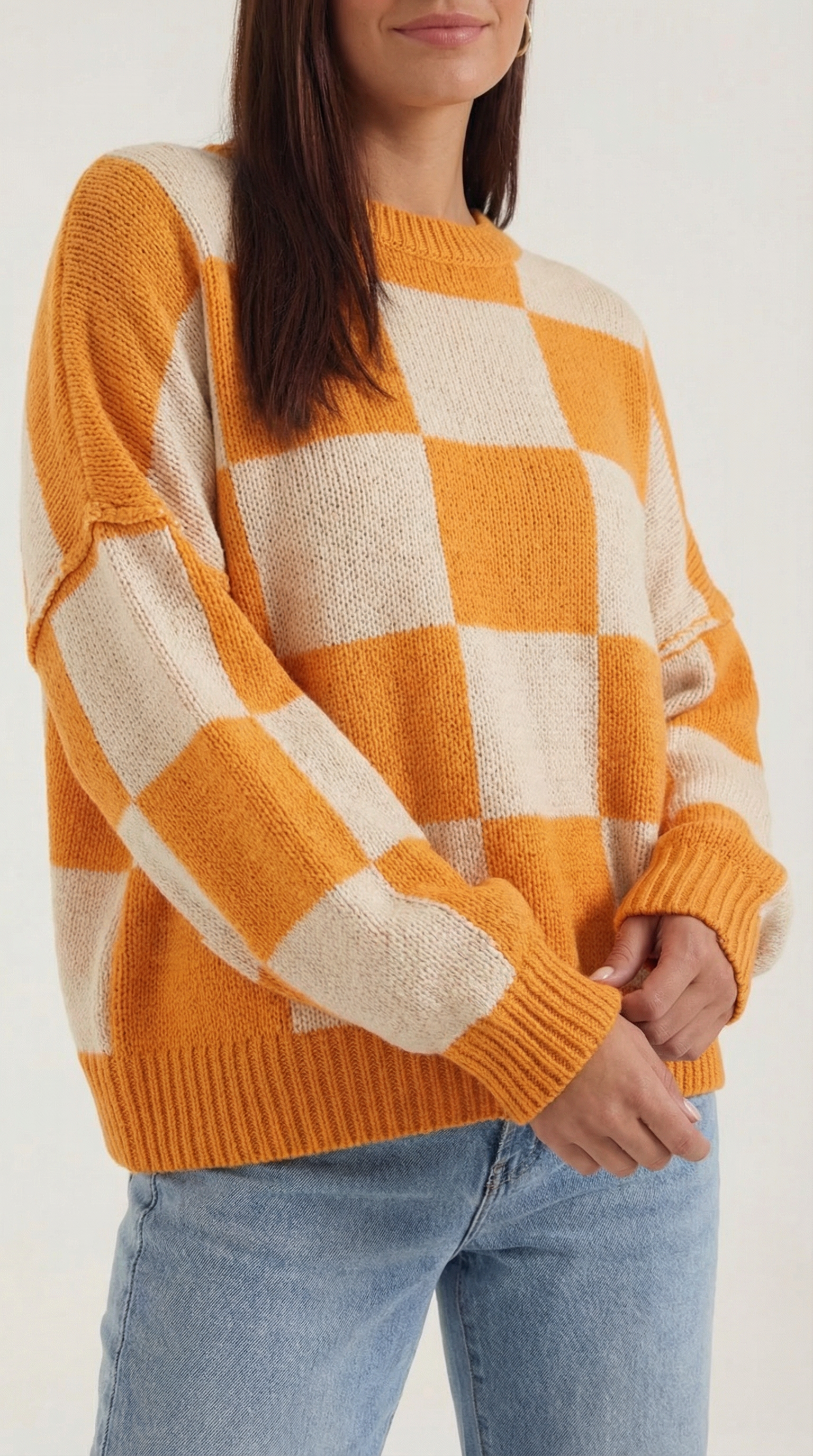 Emma Women's Oversized Checkerboard Knit Jumper