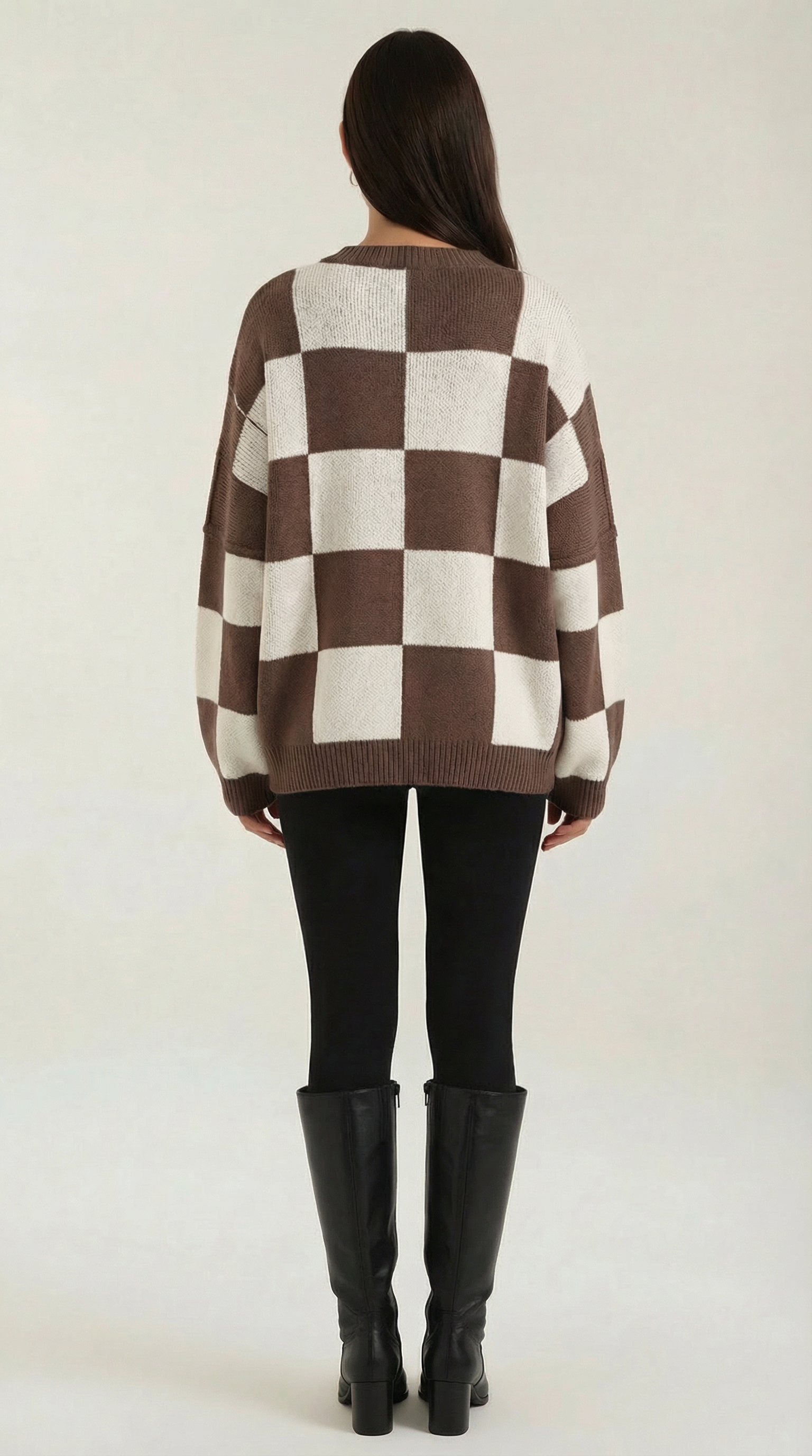 Emma Women's Oversized Checkerboard Knit Jumper
