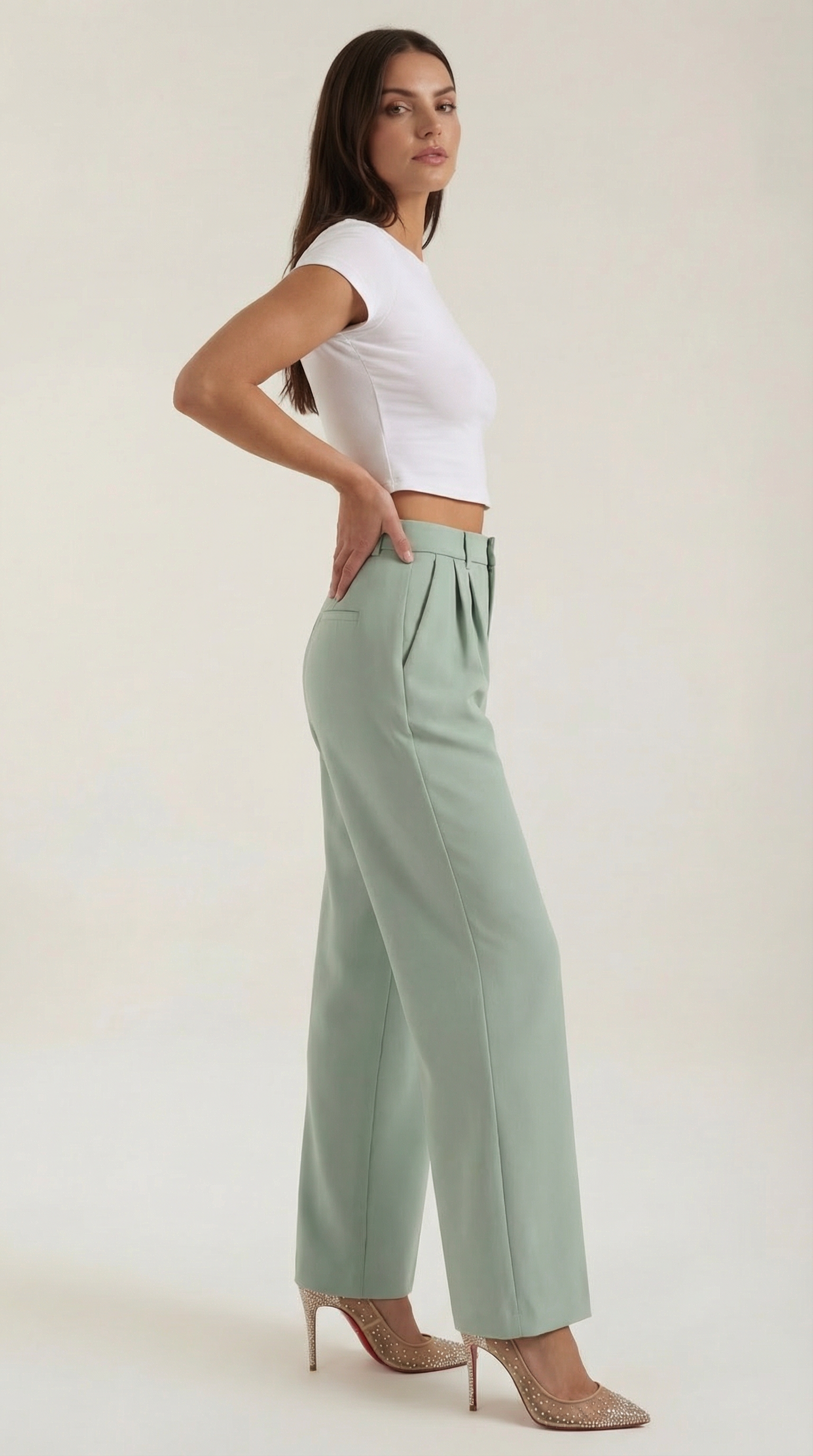 Emma Women's Pleated High Waist Wide-Leg Trousers