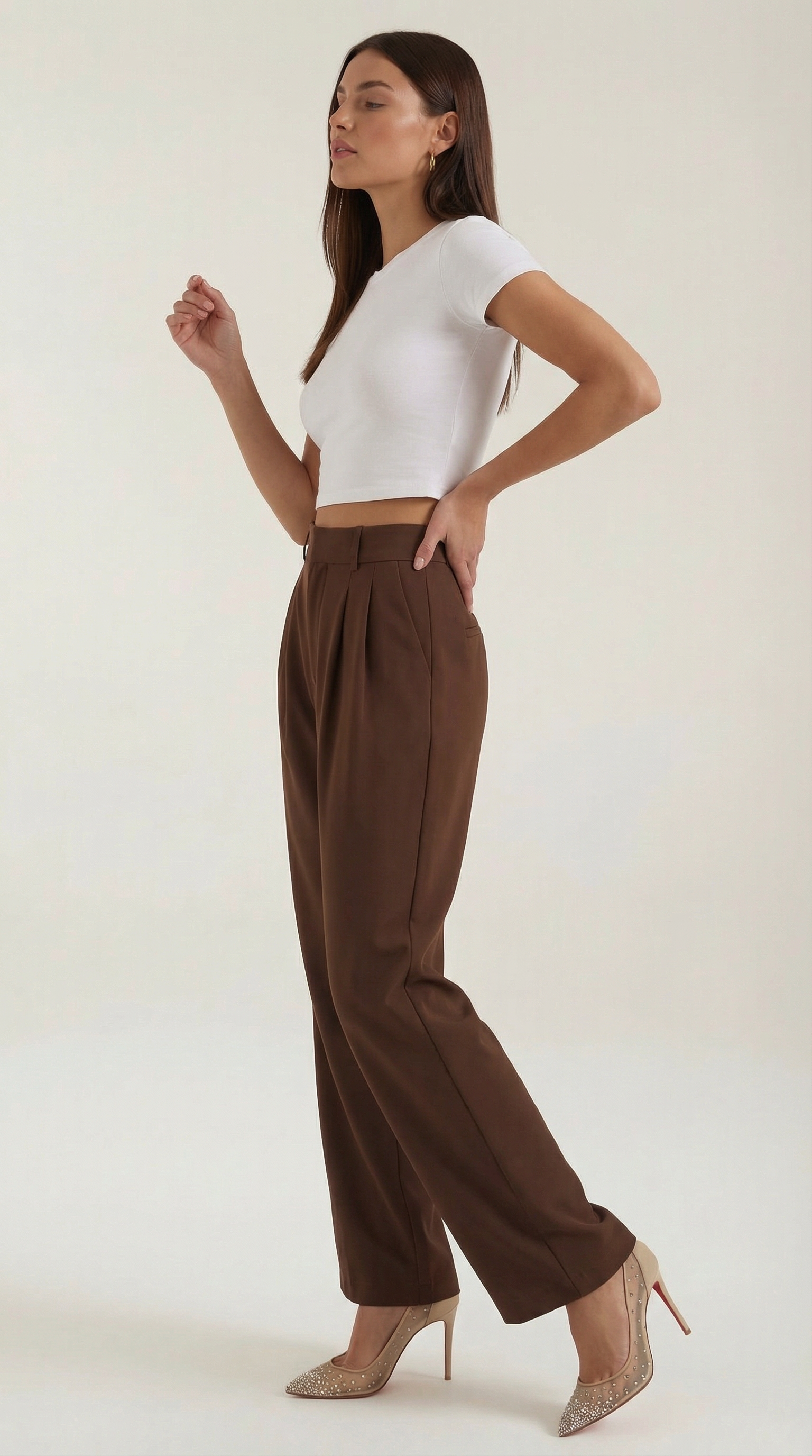 Emma Women's Pleated High Waist Wide-Leg Trousers