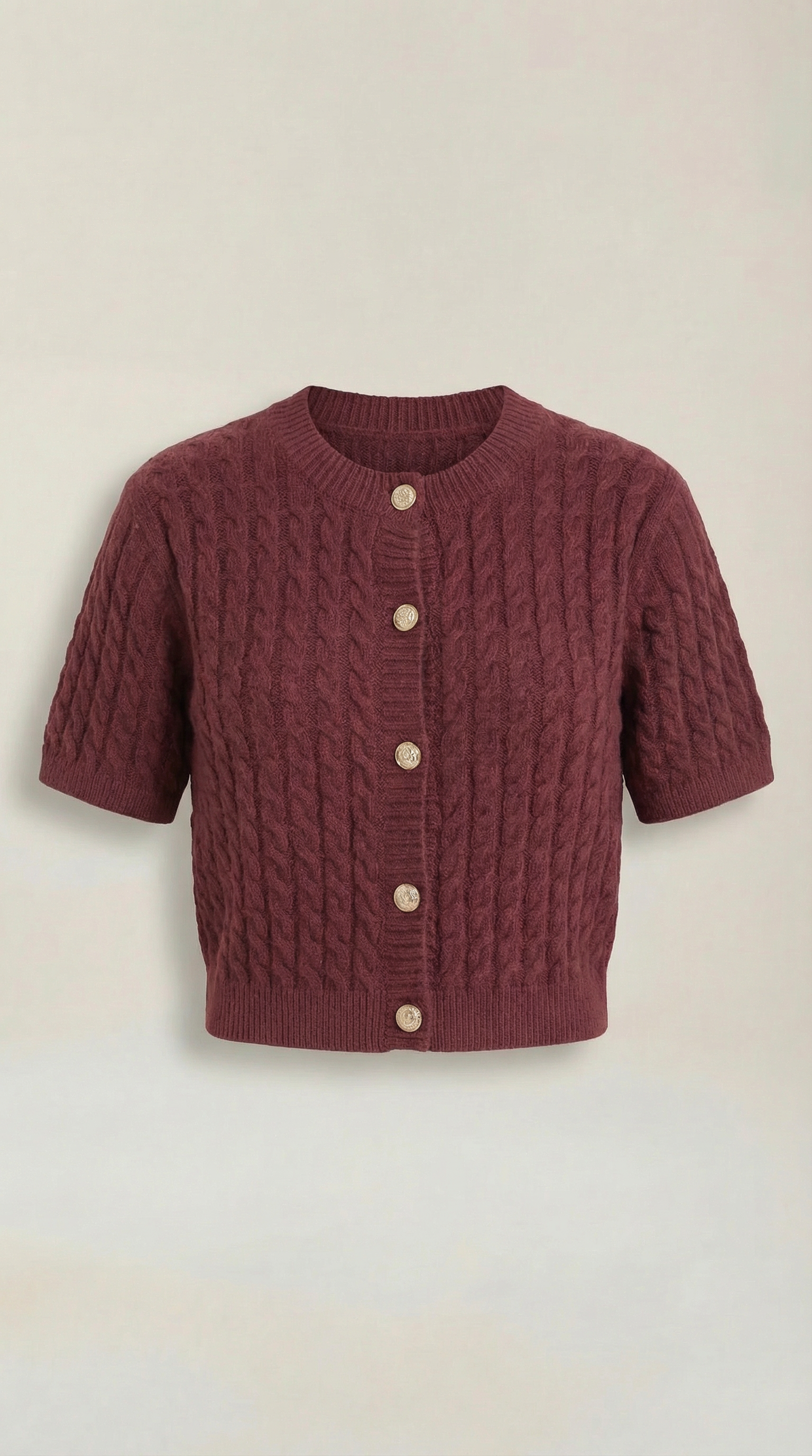 Faith Women's Cable Knit Short Sleeve Button Cardigan