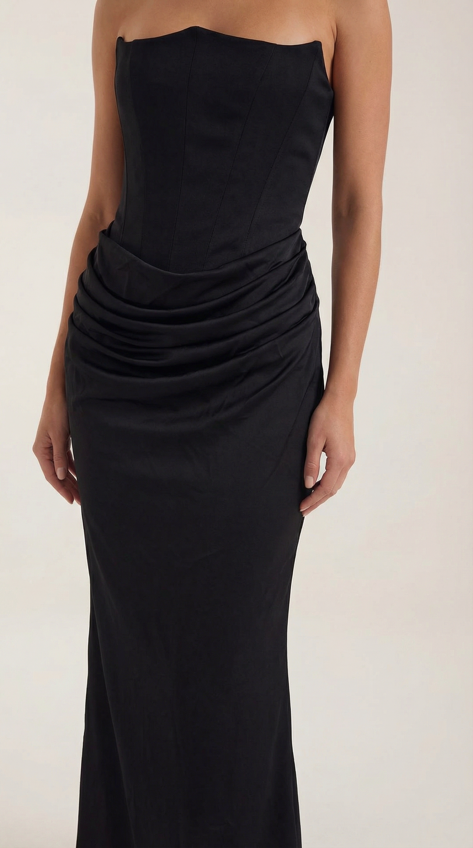 Fiorella Women's Strapless Ruched Corset Maxi Dress