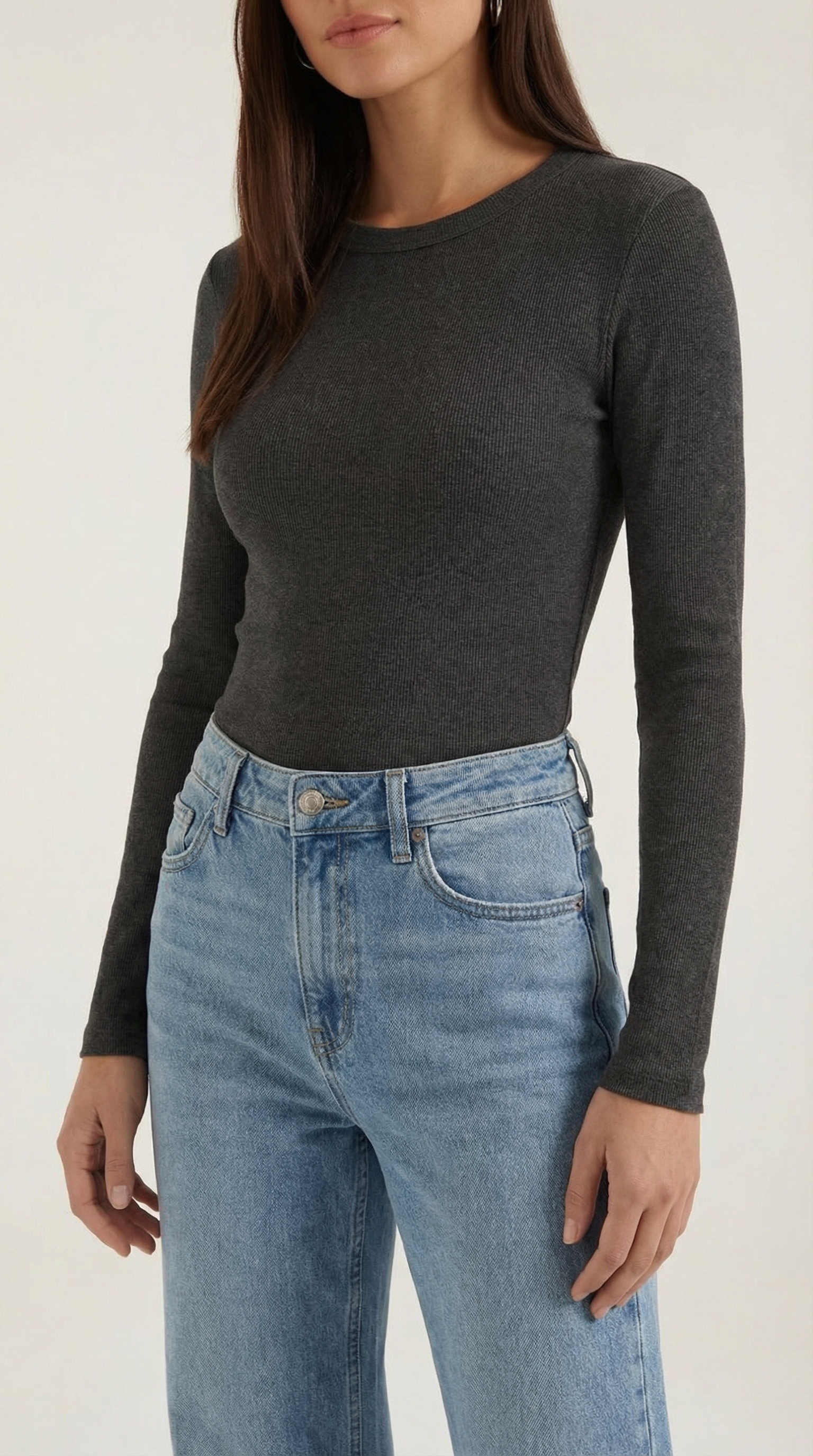 Freya Women's Crew Neck Ribbed Long Sleeve Top