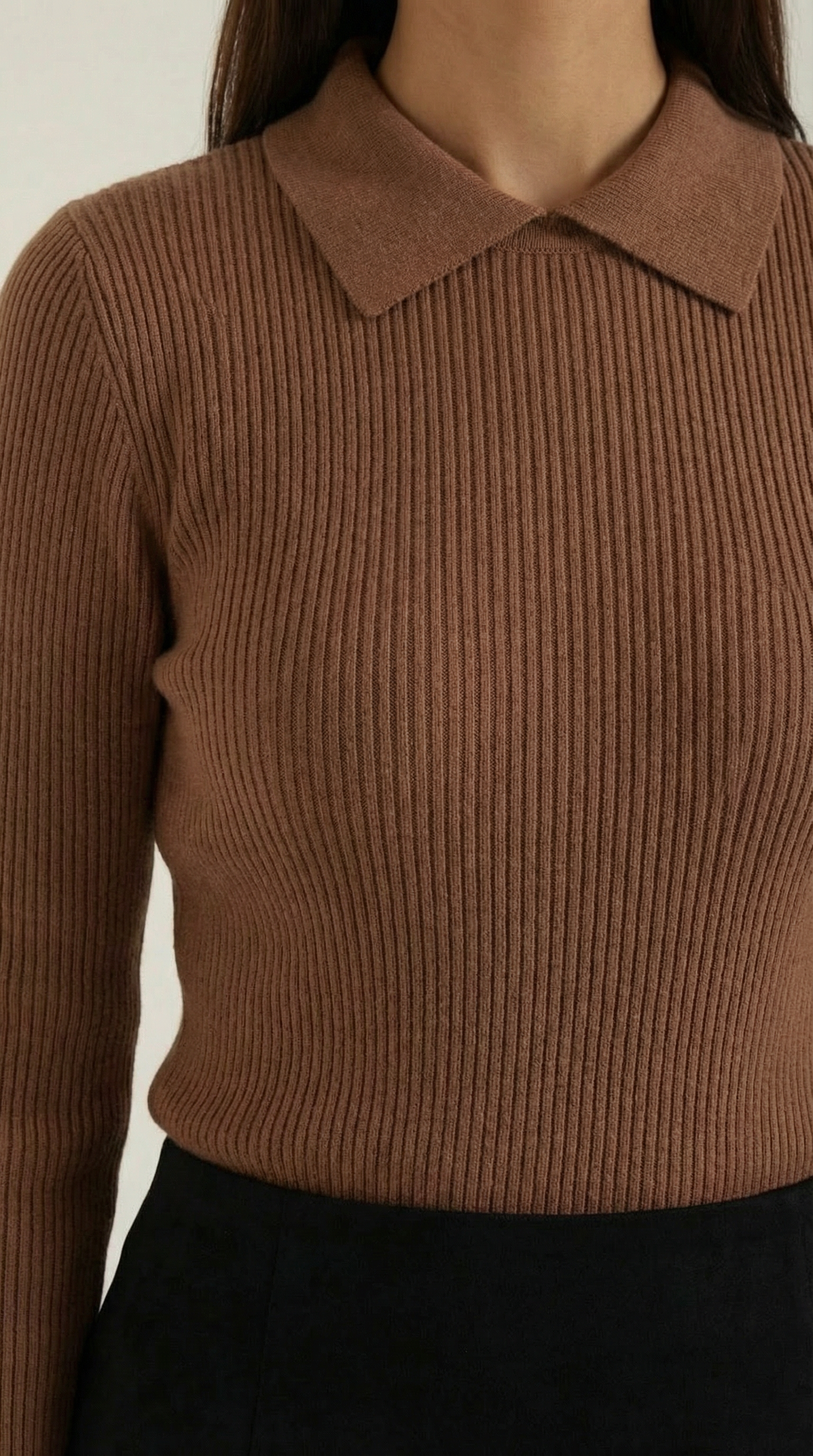 Gail Women's Collared Long Sleeve Wool-Look Top