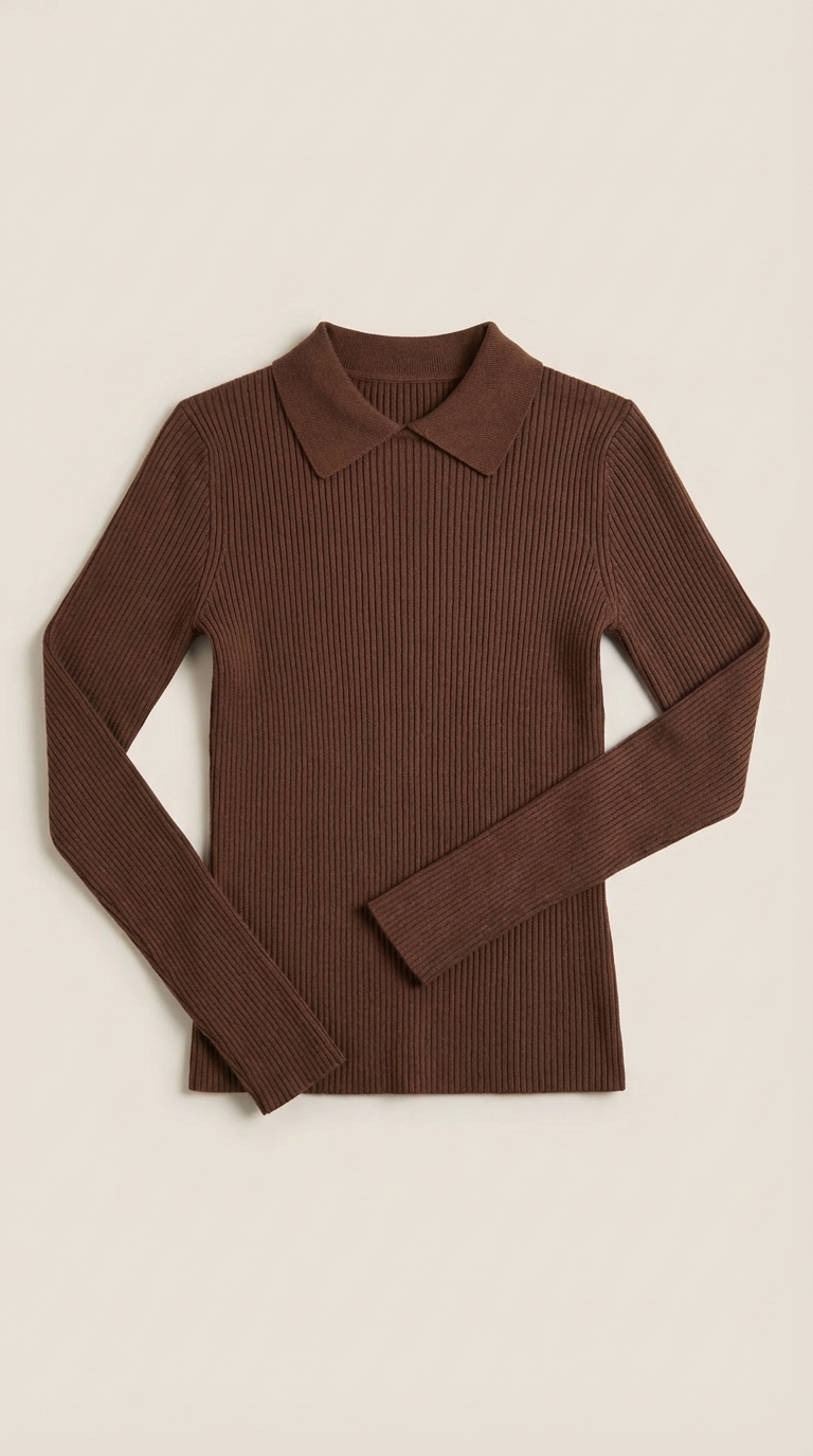 Gail Women's Collared Long Sleeve Wool-Look Top