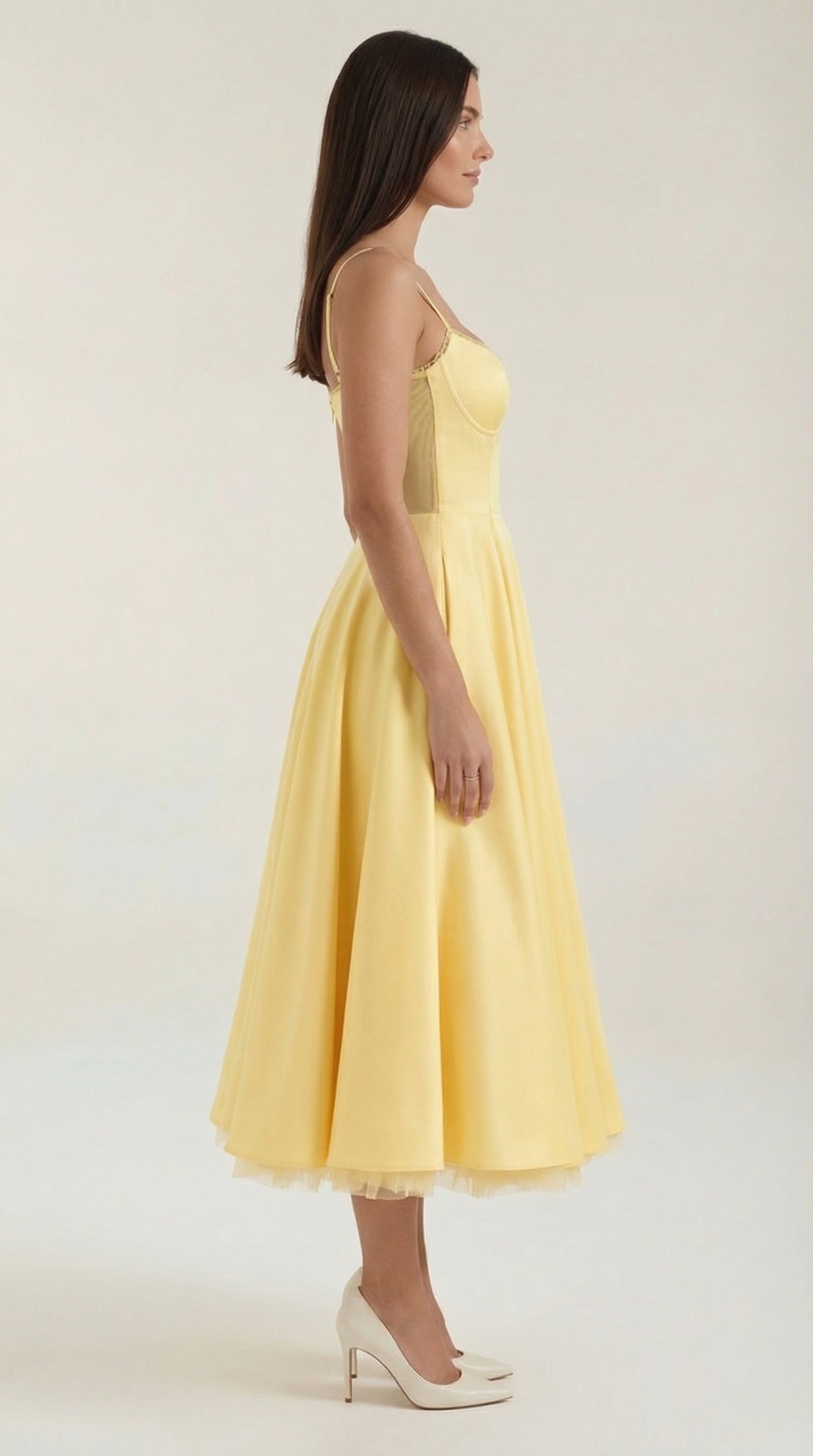 Isolde Women's Sweetheart Tulle Midi Dress with Pockets