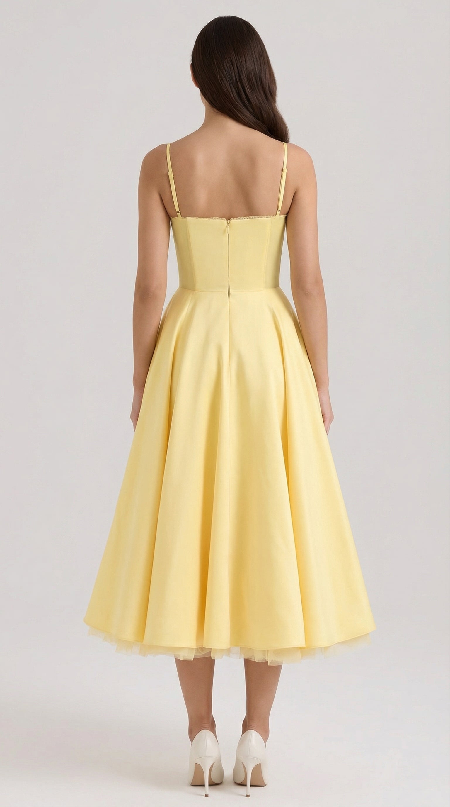Isolde Women's Sweetheart Tulle Midi Dress with Pockets