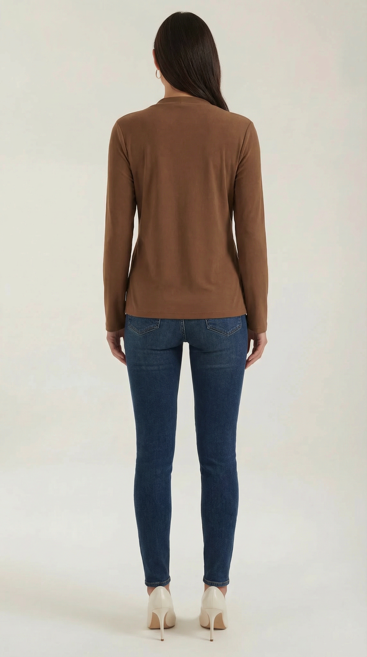 Jamie Women's Long Sleeve Knotted Mock Neck Blouse