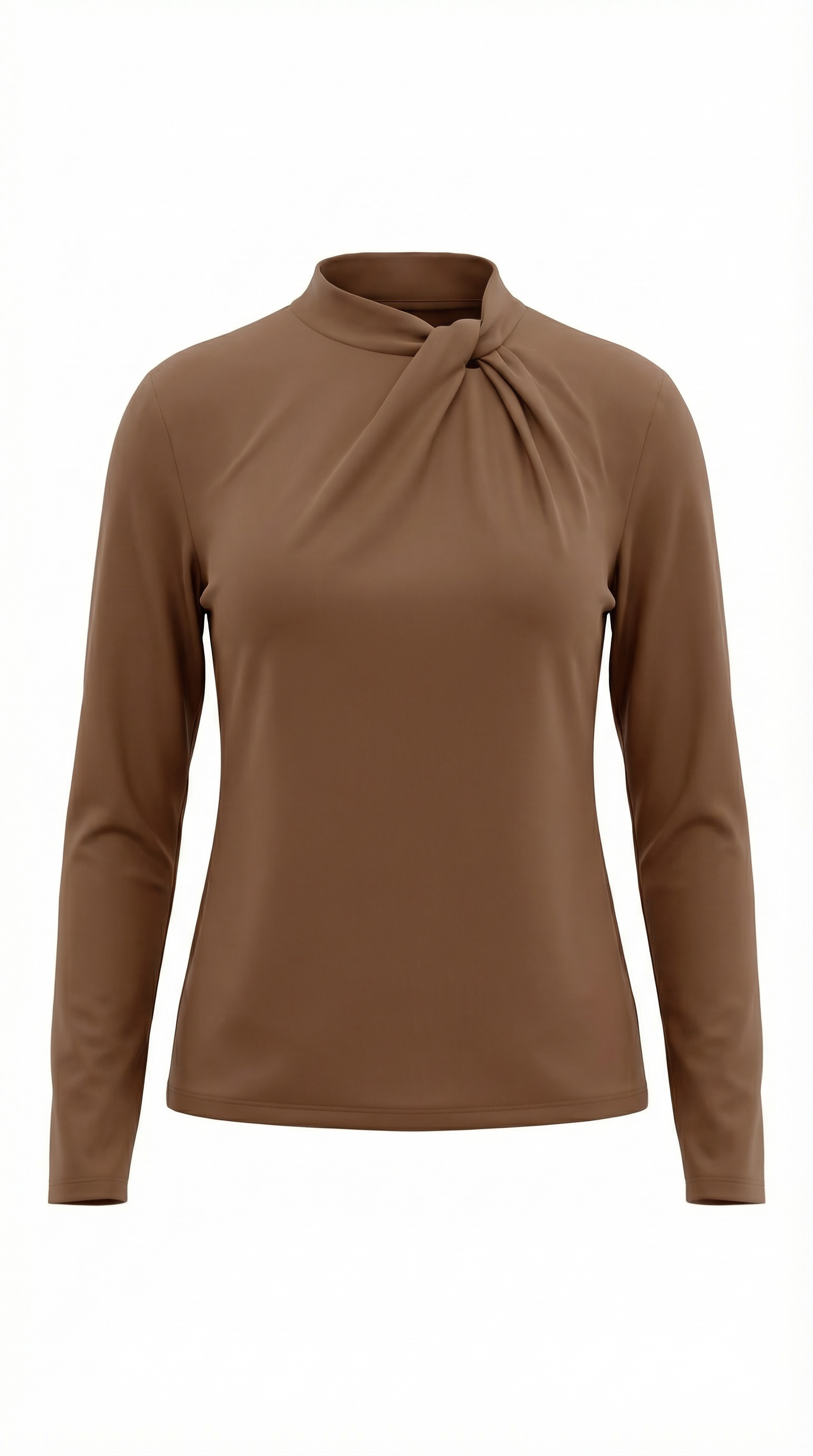 Jamie Women's Long Sleeve Knotted Mock Neck Blouse