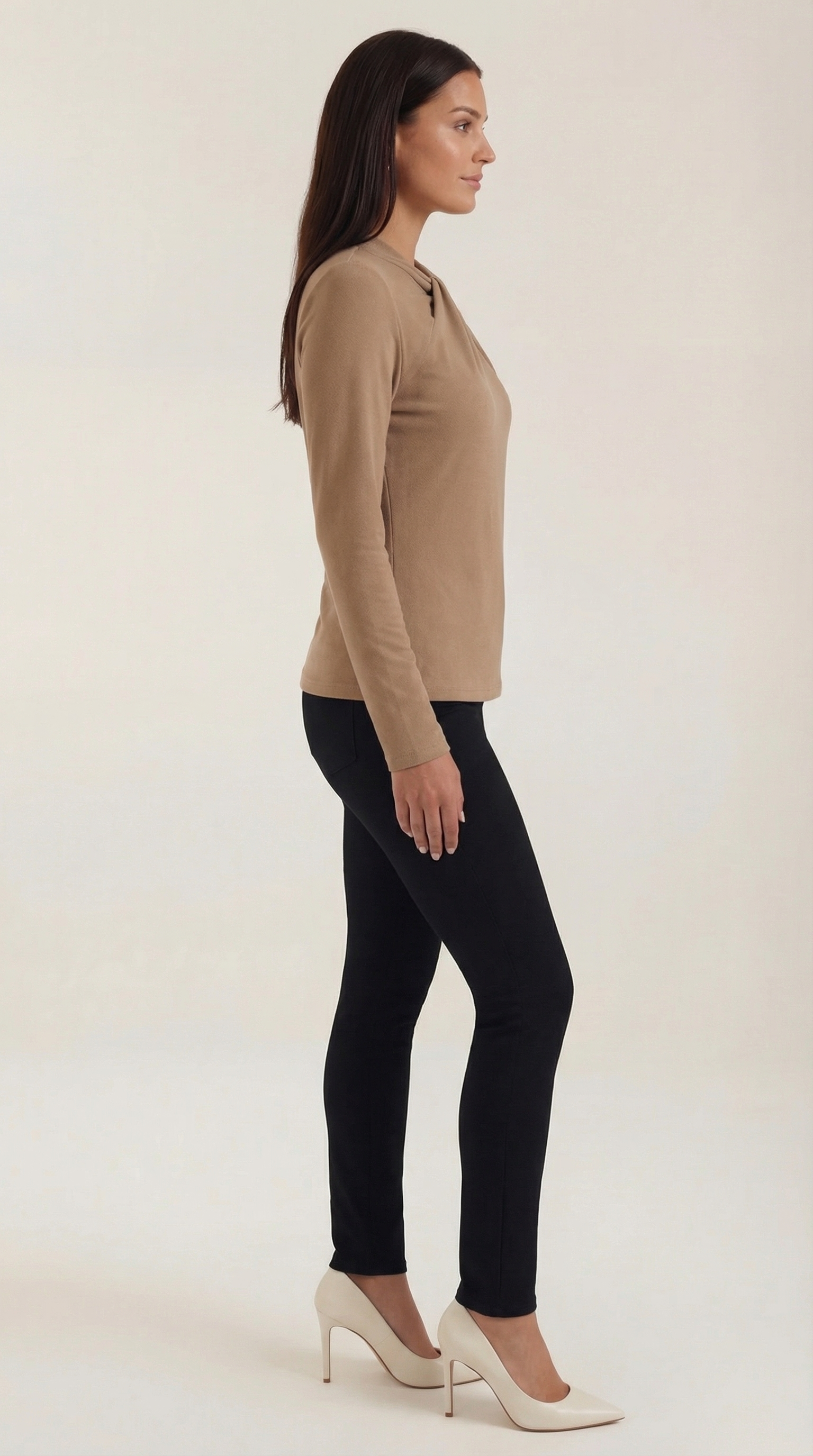 Jamie Women's Long Sleeve Knotted Mock Neck Blouse