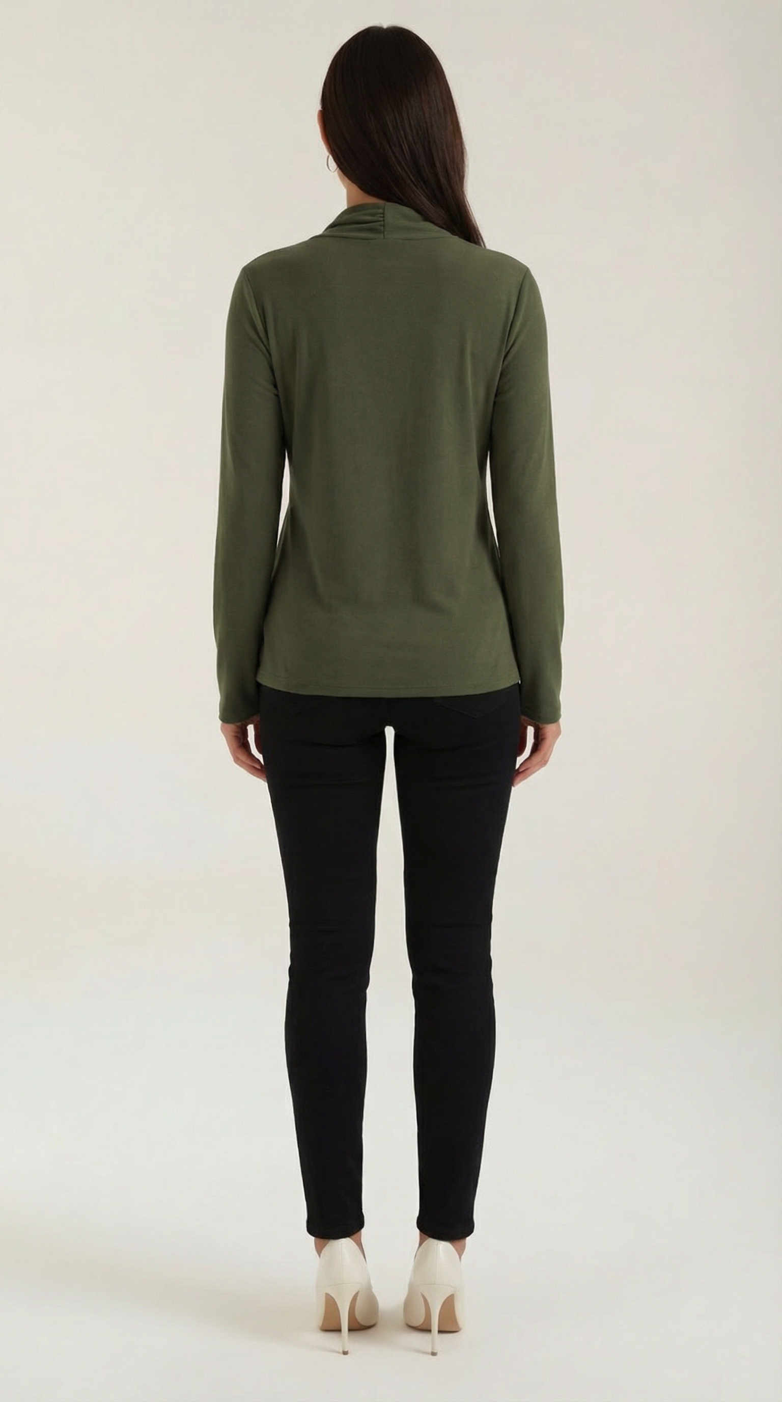 Jamie Women's Long Sleeve Knotted Mock Neck Blouse