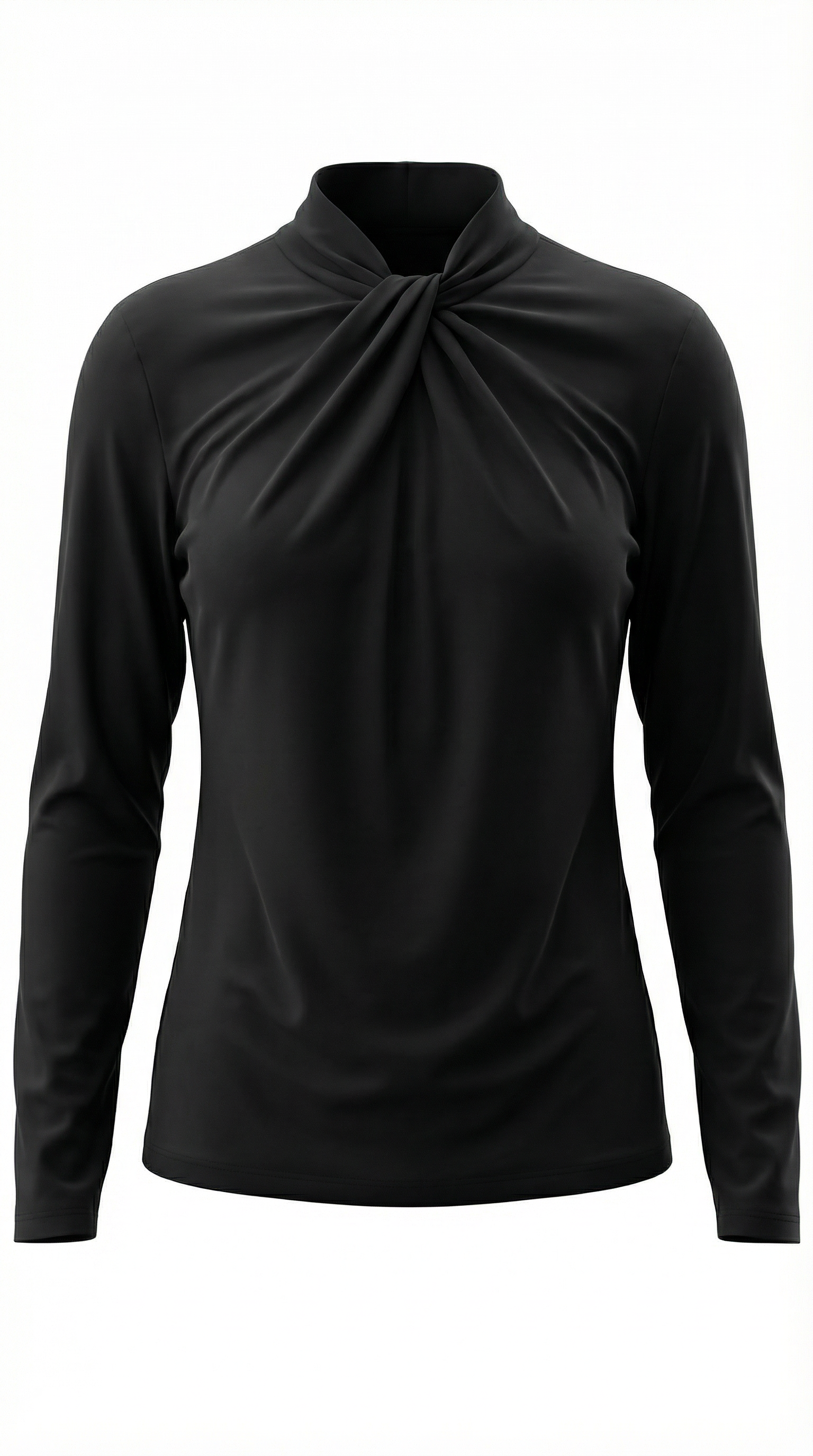 Jamie Women's Long Sleeve Knotted Mock Neck Blouse