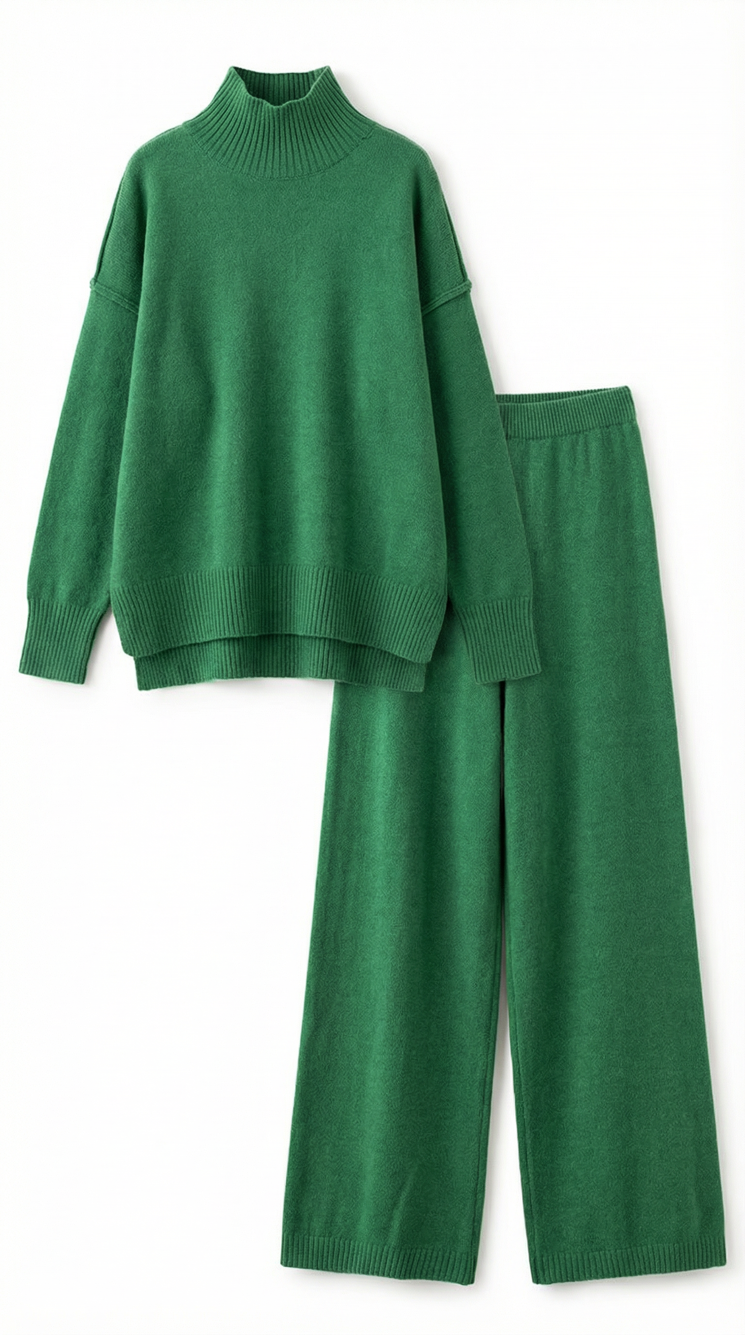Jean Women's Knit Turtleneck Jumper and Trousers Set