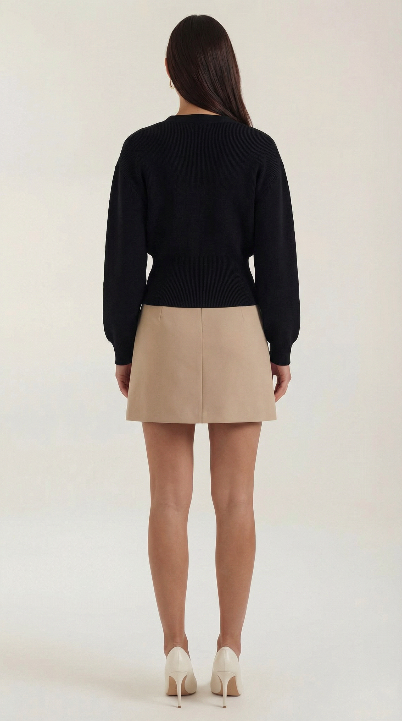 Kathleen Women's Deep V-Neck Knitted Jumper with Gold Button