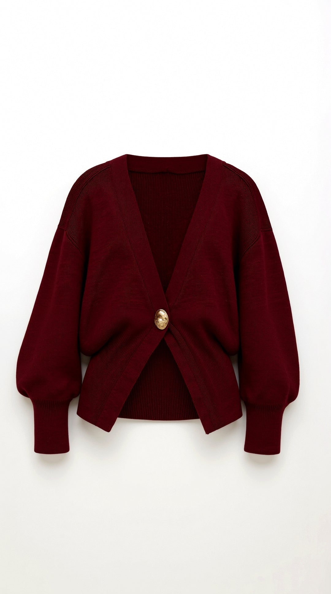 Kathleen Women's Deep V-Neck Knitted Jumper with Gold Button