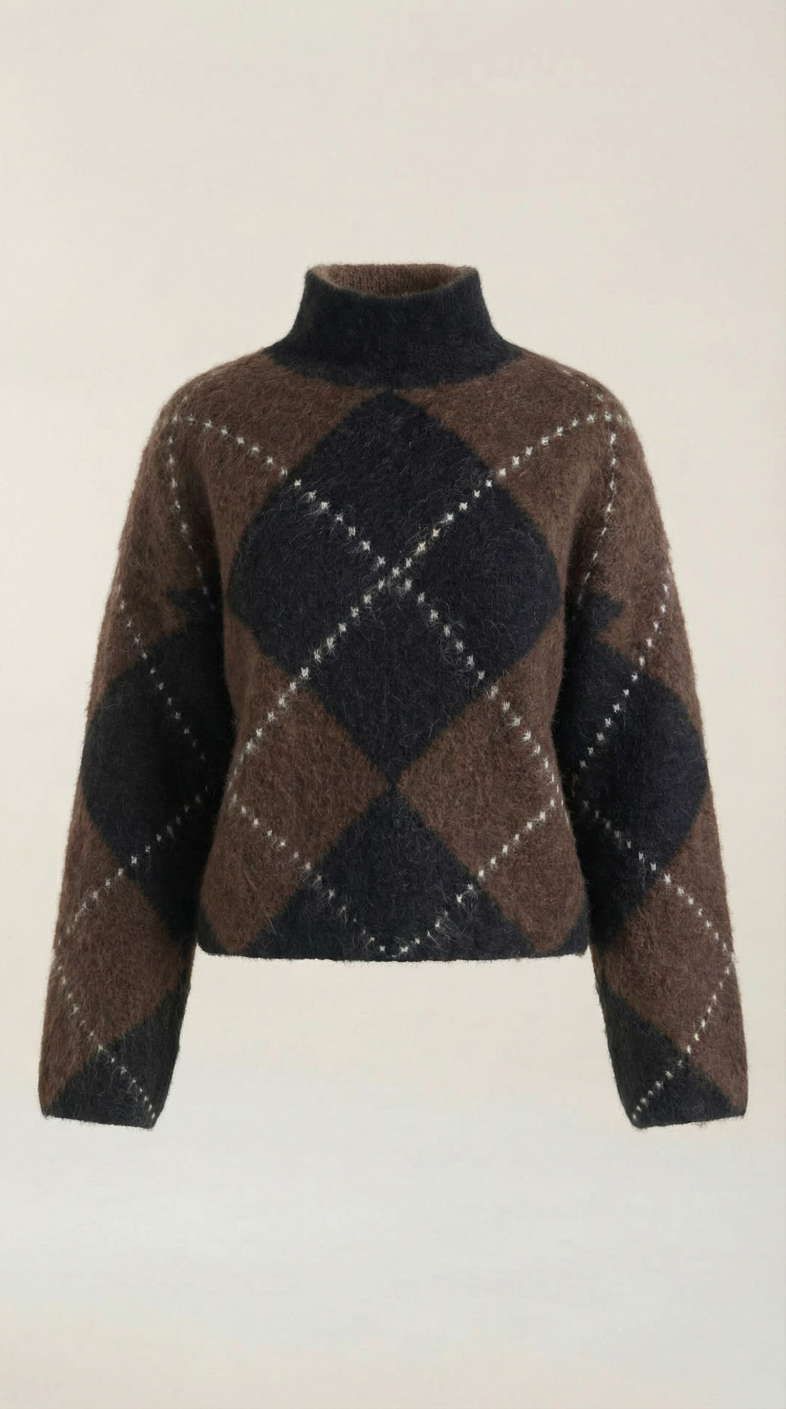 Kristen Women's Oversized Argyle Turtleneck Jumper