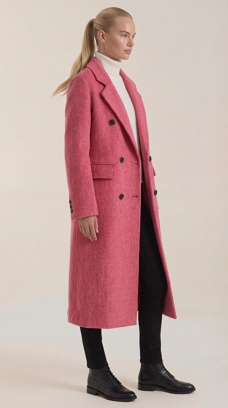 Lucille Women's Double-Breasted Wool-Look Longline Coat