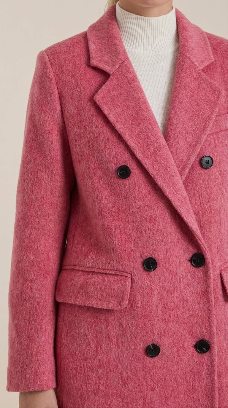 Lucille Women's Double-Breasted Wool-Look Longline Coat